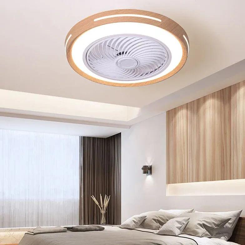 Silent Modern Wooden Ceiling Fan with LED Light - Energy Efficient 52 Inch Indoor/Outdoor Cooling Fan for Bedroom, Living Room, Patio