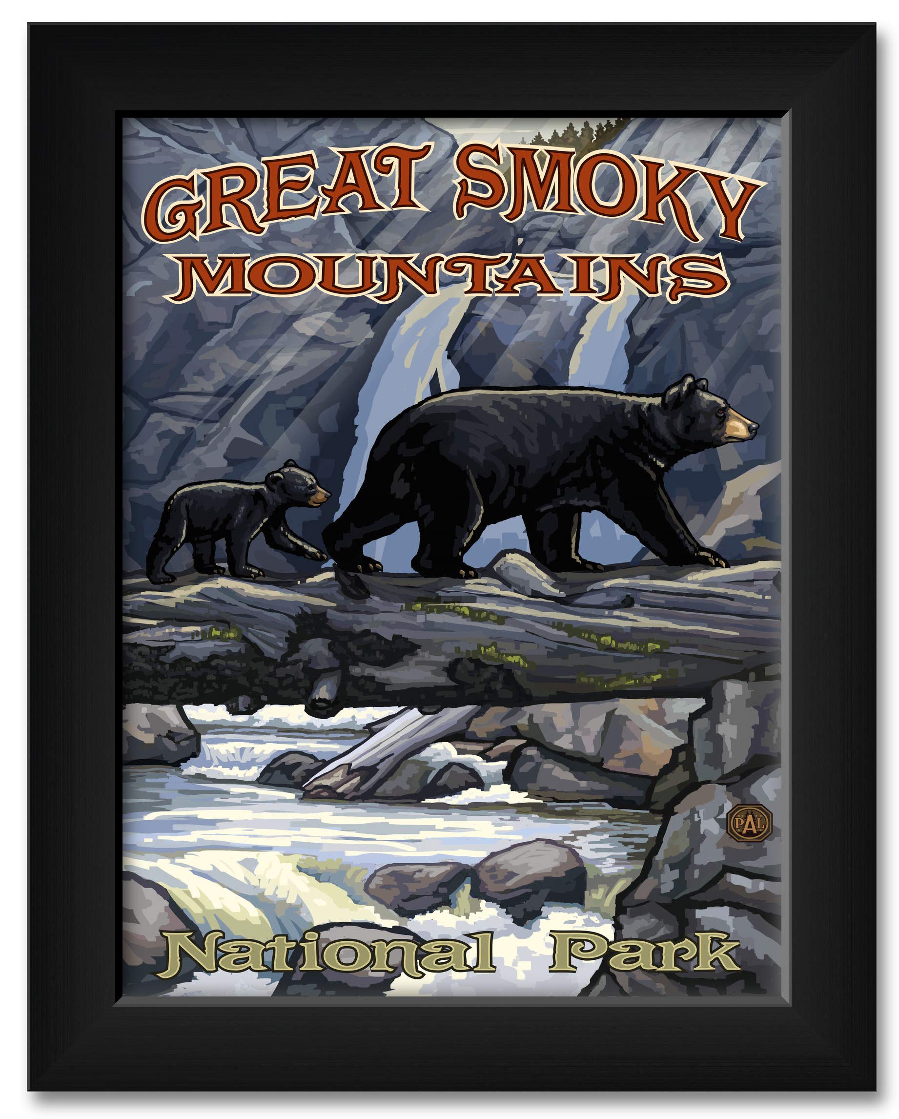 Paul A. Lanquist Framed Bear Art Print - 11x14 Inch Great Smoky Mountains Wildlife Wall Decor - Perfect for Living Room, Cabin & Nature Lover Gifts