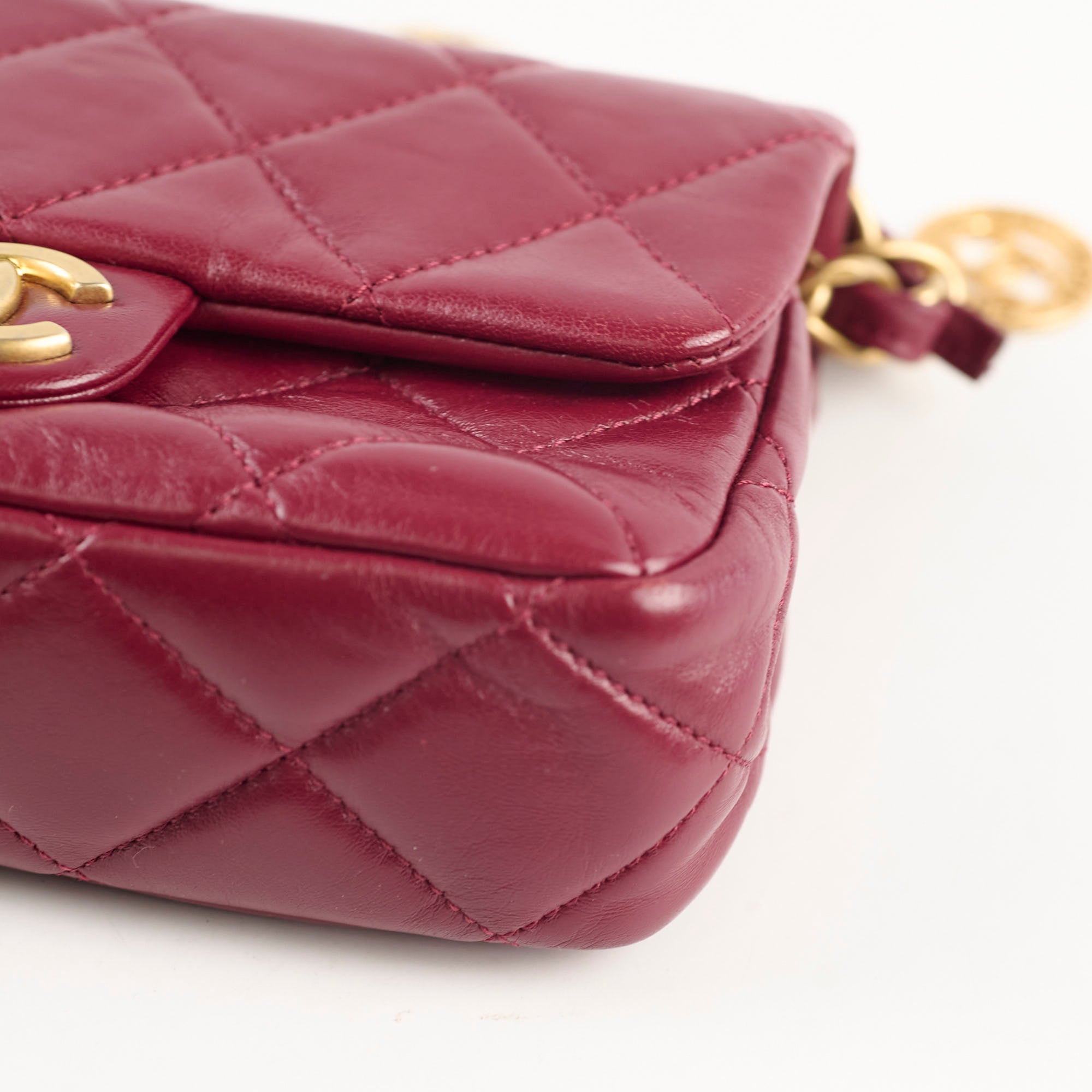 Authentic Chanel Seasonal Flap Bag in Burgundy with Microchip - Perfect for Evening Events, Parties & Luxury Fashion Accessories
