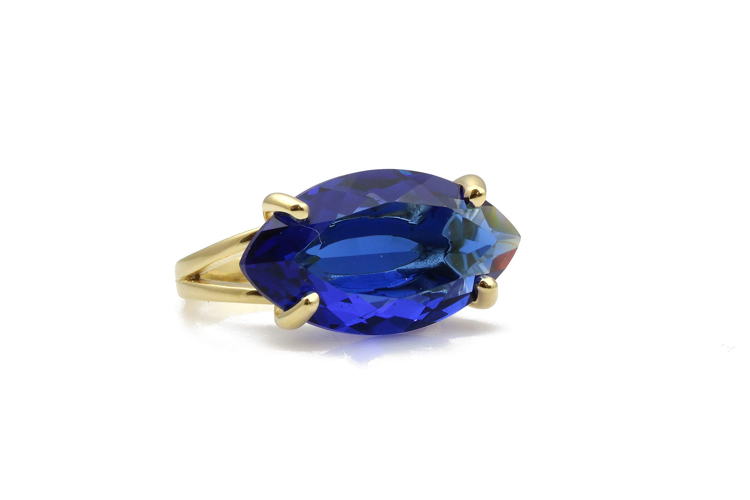 12x22mm Marquise Cut Sapphire Ring - Handmade 925 Sterling Silver Statement Jewelry for Women | Perfect for Bohemian Wedding, Birthday, Anniversary Gifts | Elegant Fashion Accessory for Evening Parties & Special Occasions