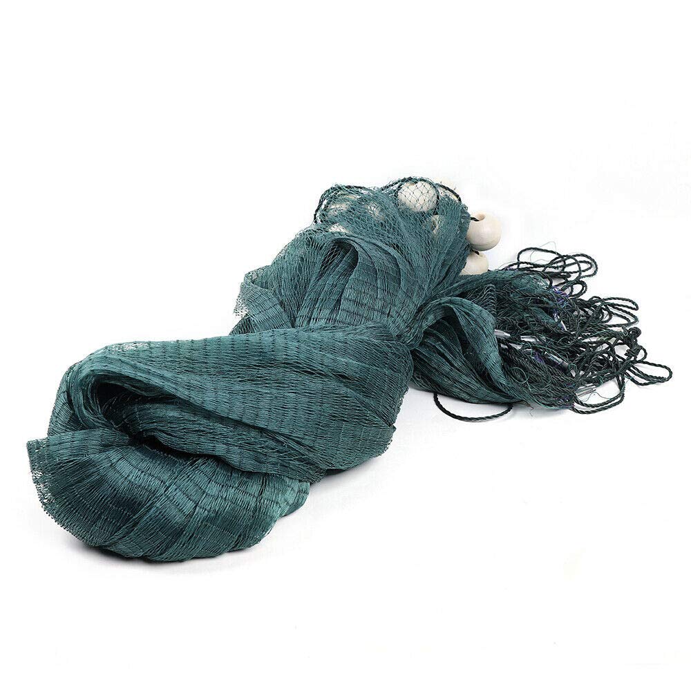 10X65Ft Fishing Drag Net Trap Cast Net - Heavy Duty Polyethylene Mesh with Iron Sinkers for Beach Fishing, Bait Seine & Freshwater Use (320M, Made in USA) - Perfect for Shore Fishing, Crabbing, and Small Boat Angling