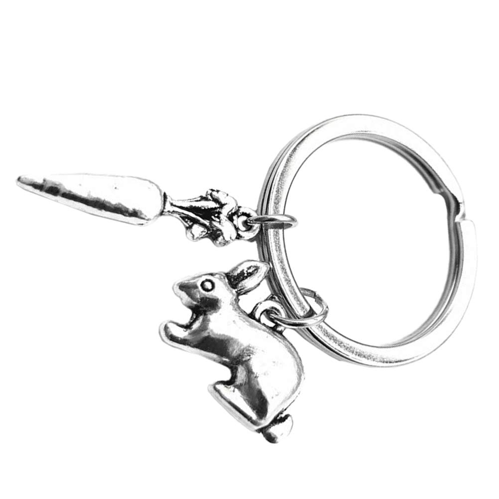 Carrot Keychain Metal Key Ring for Bags & Rabbit Pendant - Cute Accessory