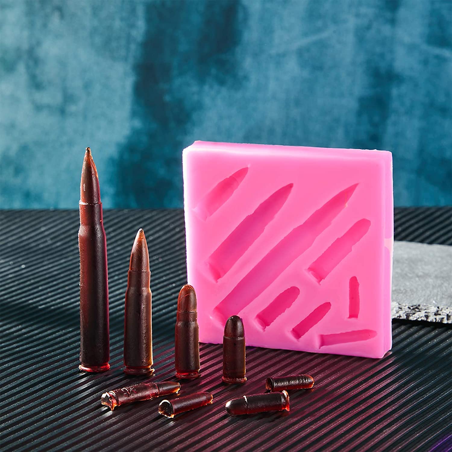 3Pcs 3D Gun-Shaped Silicone Molds for Fondant, Chocolate, Candy, Soap & Resin Crafts - Pistol, Bullet & Rifle Design - Perfect for Cake Decorating, Ice Cubes, Cupcake Toppers & Birthday Party Desserts