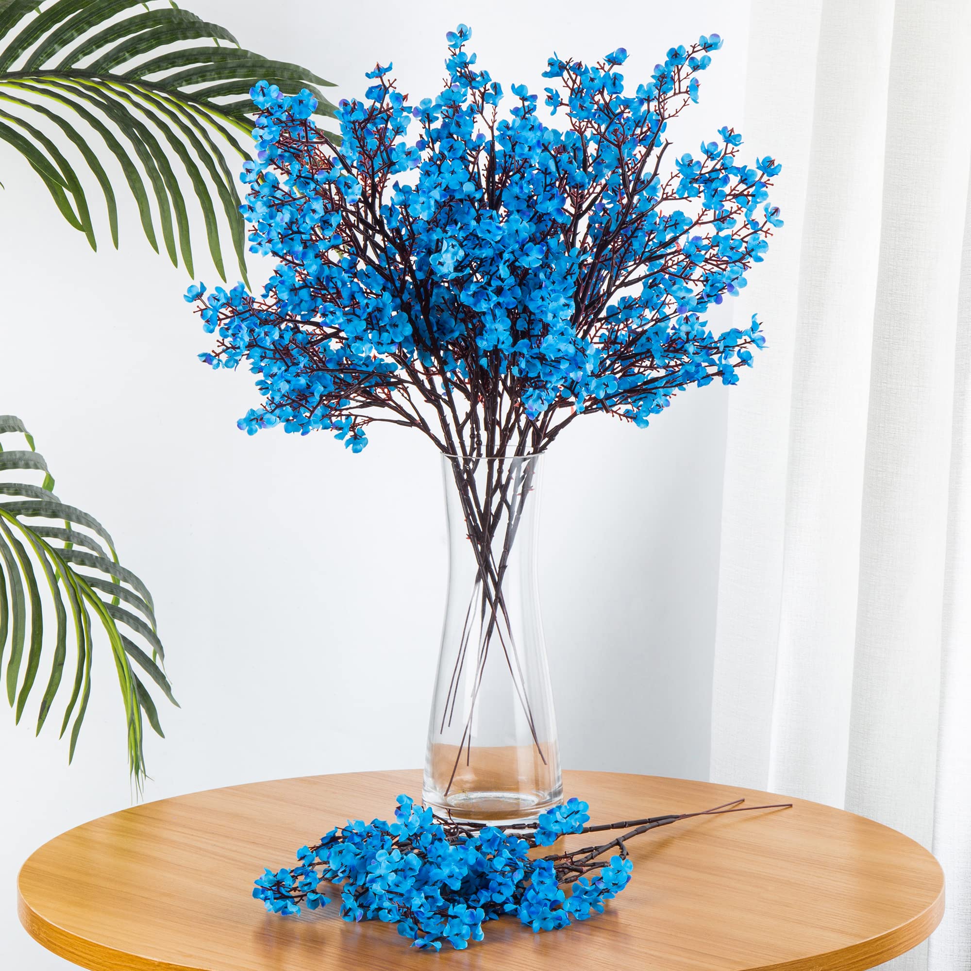 10 Pcs Baby's Breath Bulk Silk Artificial Flowers - Real Touch Bouquet for Home, Kitchen, Party Centerpieces - Blue - Perfect for Weddings, Baby Showers & DIY Decor