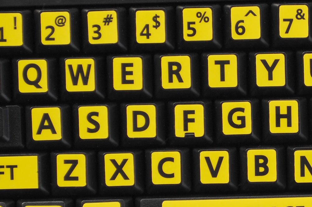 US English Large Letter Keyboard Stickers - Yellow Background for Easy Typing