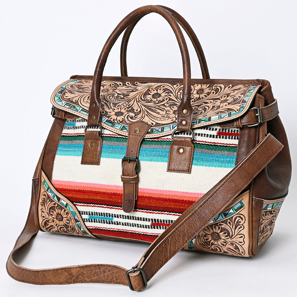 Genuine Leather Western Handbag for Women - American Darling Hand Tooled Saddle Blanket Design Purse | Perfect for Cowgirl Style, Rodeo Events & Country Fashion Accessories