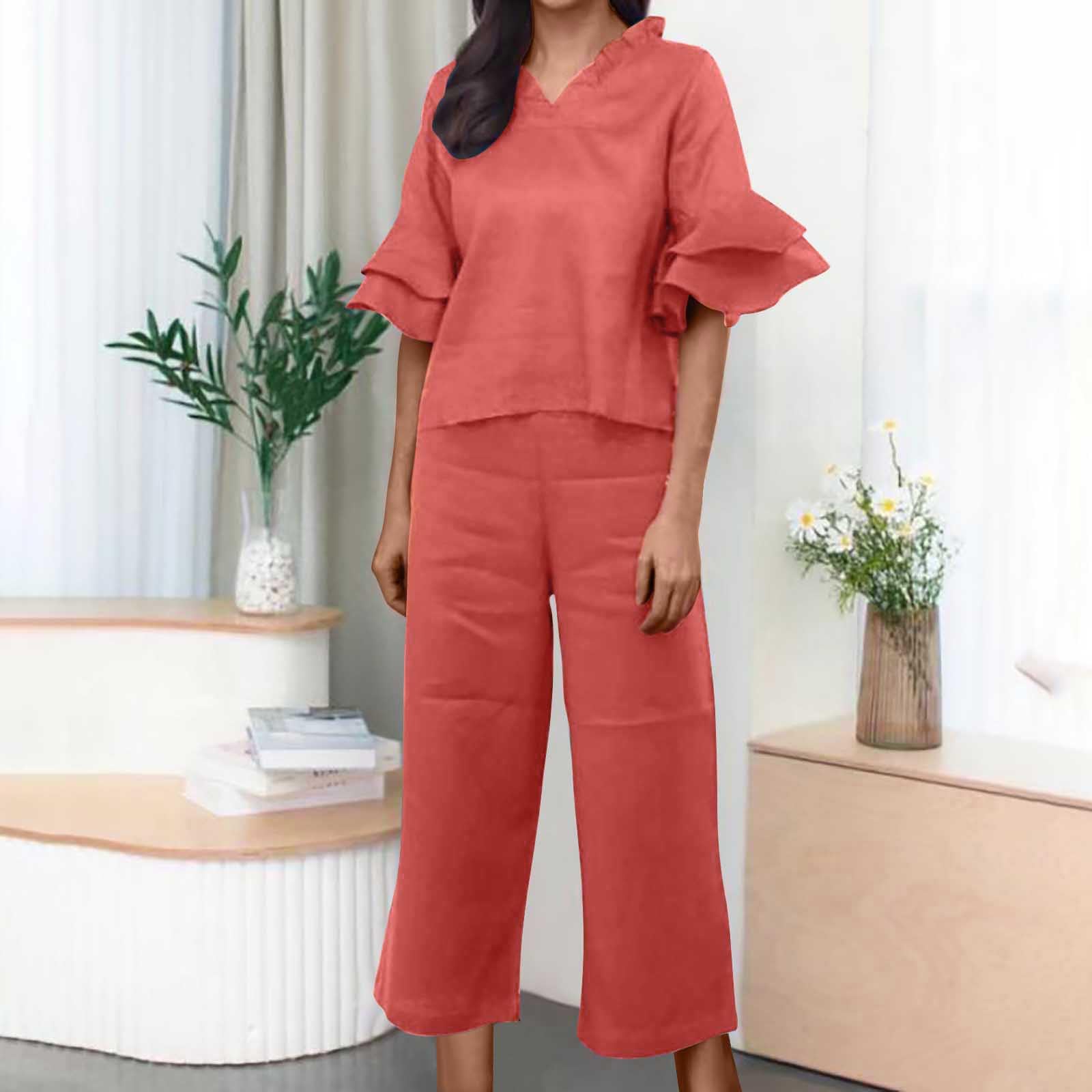 Women's Matching 2-Piece Sweatsuit Set - Comfy Lounge & Vacation Outfits for Women, Plus Size Short Sets & Couple Pajamas - Perfect for Relaxing, Travel & Casual Wear