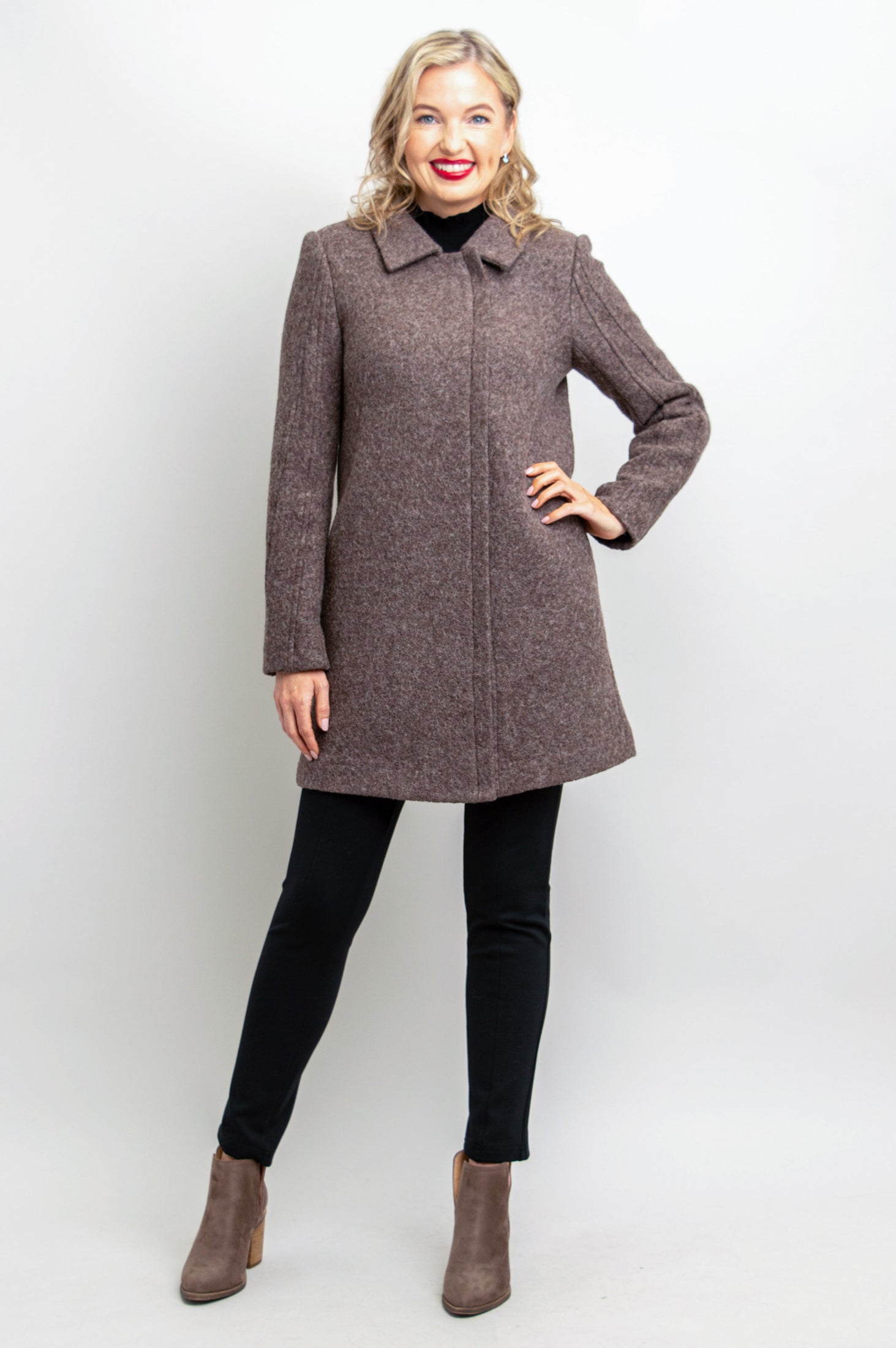 Premium Sidney Coat in Mocha - 100% Boiled Wool for Warmth & Style - Perfect for Winter Outfits & Office Wear