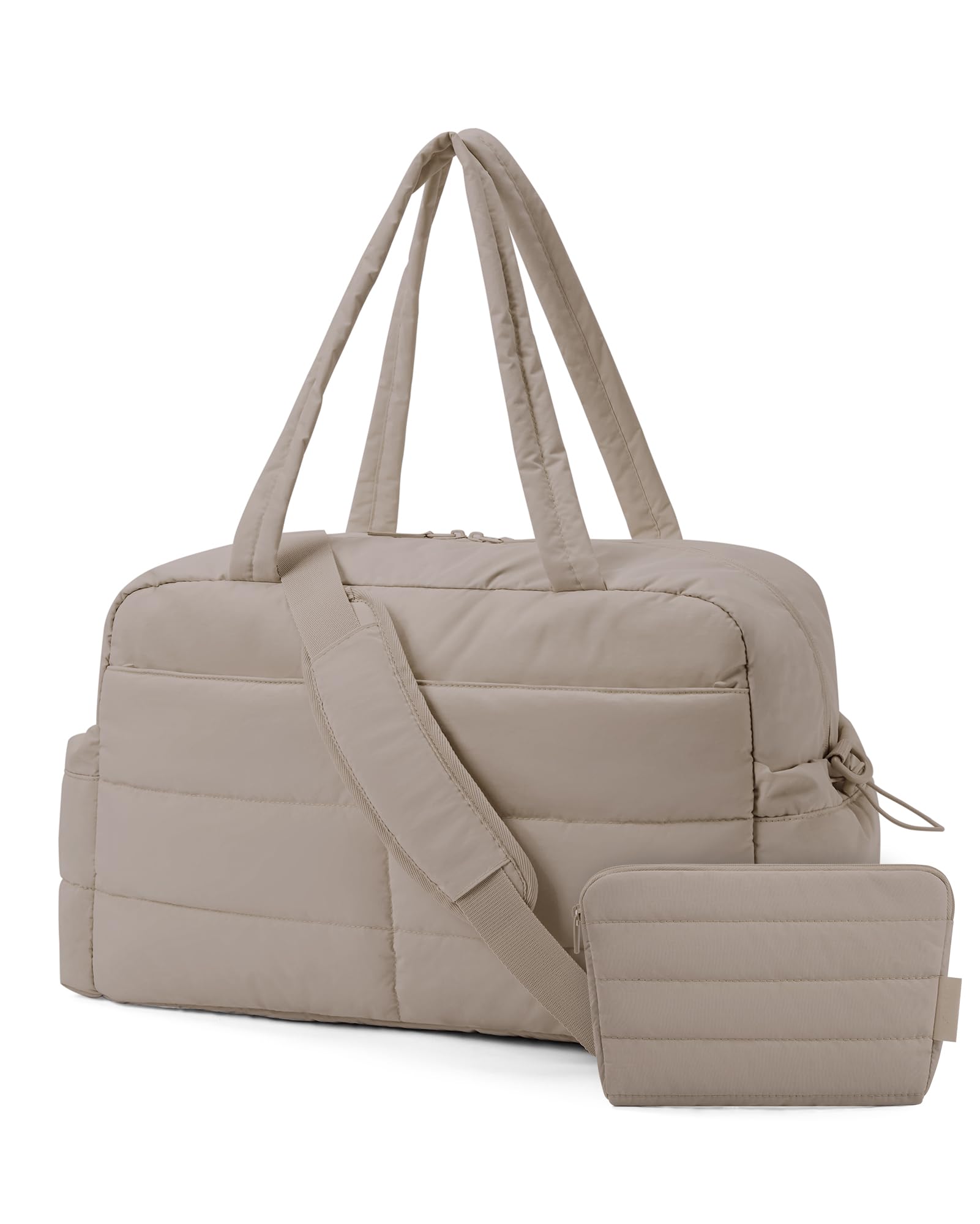 BAGSMART 31L Quilted Puffer Duffle Bag for Women - Gym, Travel & Weekender Overnight Bag with Laptop Compartment | Perfect for Workouts, Business Trips & Weekend Getaways (Khaki)