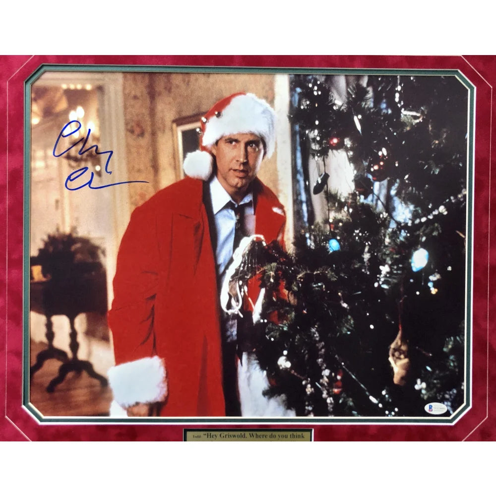 Chevy Chase Signed Christmas Vacation 16x20 Framed Photo with BAS COA - Authentic Autograph Memorabilia for Holiday Decor & Movie Fan Collections