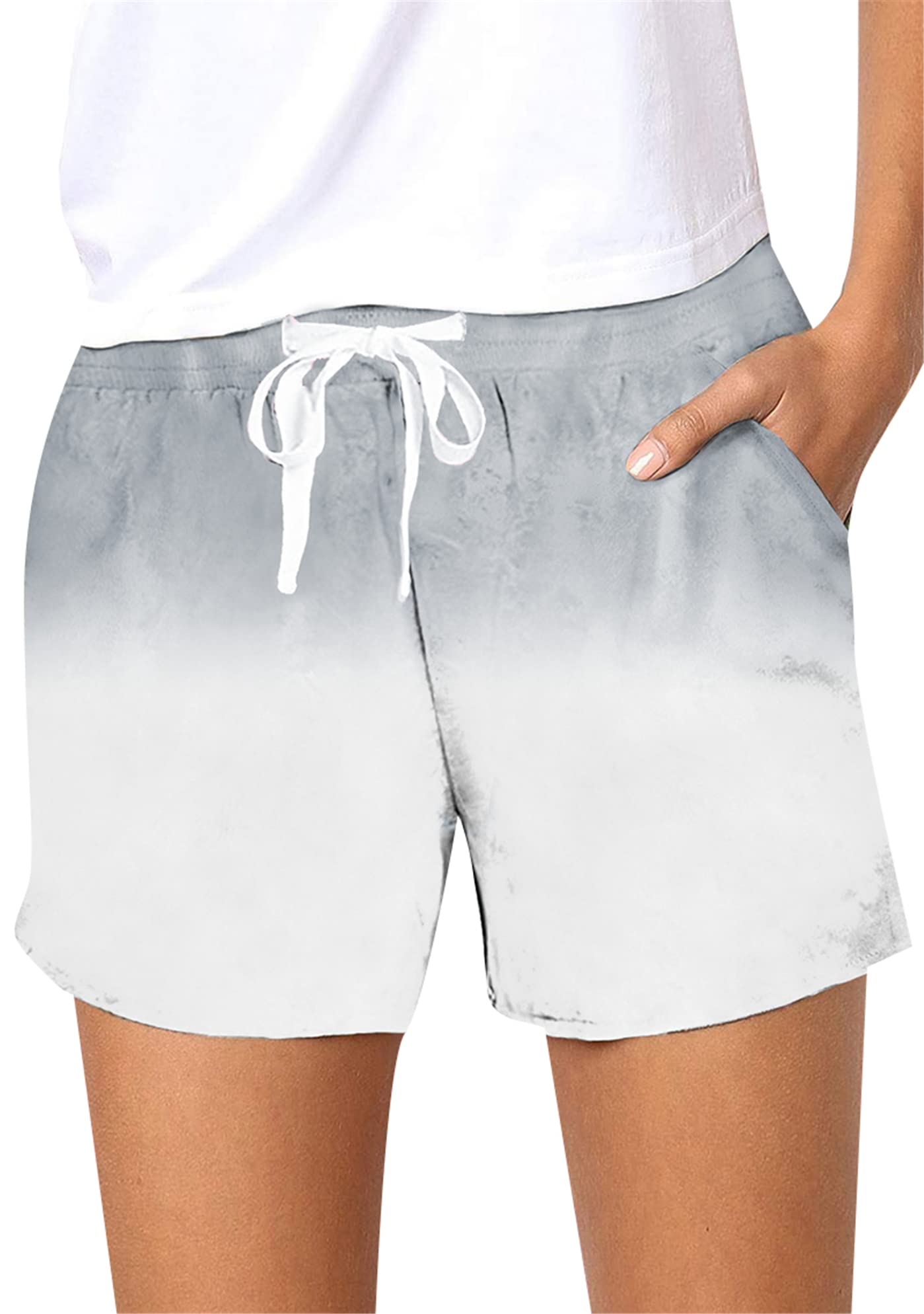 ZICUE Women's Casual Ombre Shorts with Drawstring Waist - Stylish Gradient Color Summer Shorts for Beach, Travel, and Everyday Wear