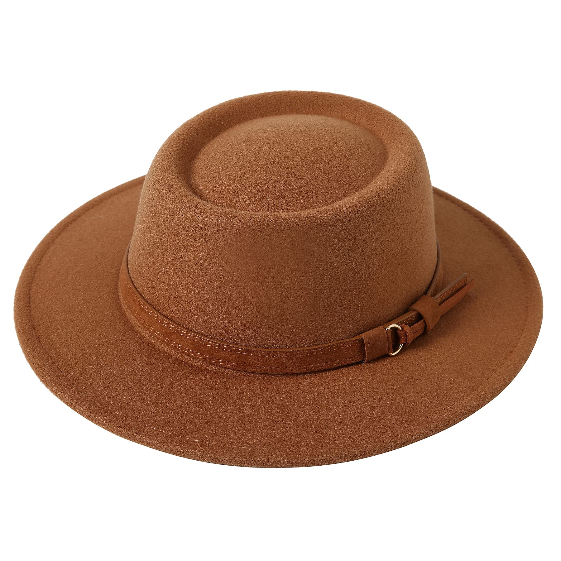 Lanzom Women's Vintage Wide Brim Wool Fedora Hat - Winter Warm Felt Jazz Hat with Belt - Perfect for Outdoor Activities, Travel & Fashion Accessories