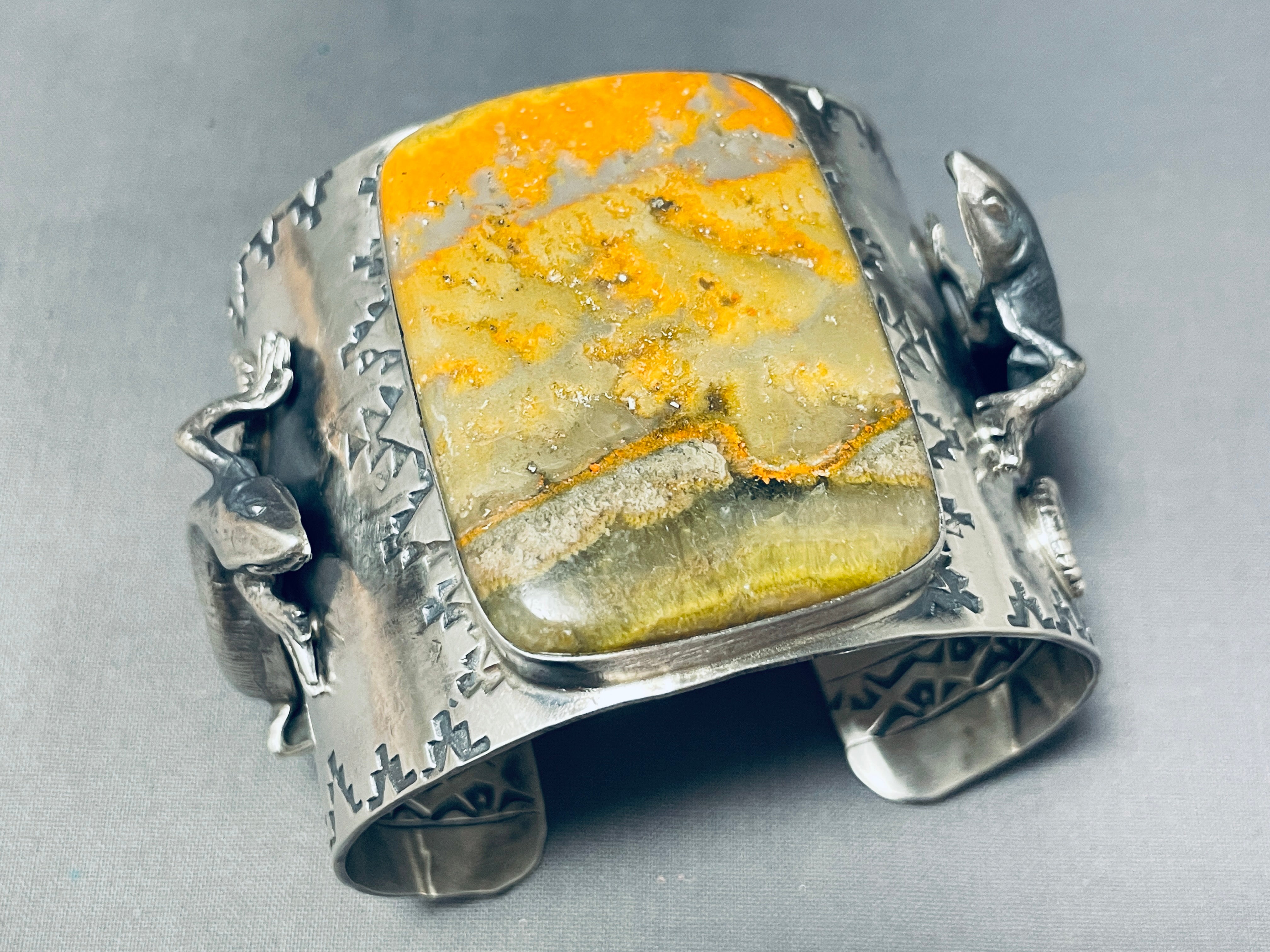 131 Grams Yellow Jasper Sterling Silver Bracelet for Women - Large San Felipe Gemstone Jewelry for Healing, Meditation & Spiritual Protection
