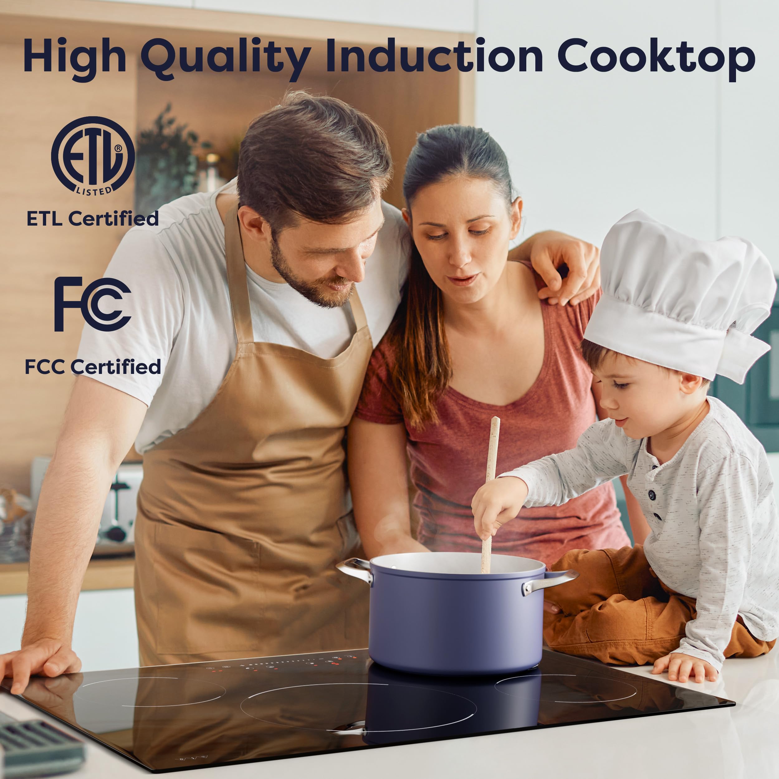 CIARRA 30 Inch 8200W Built-In Induction Cooktop with 4 Burners, Booster Function, Timer & Child Lock - Perfect for Modern Kitchens, Fast Cooking & Family Safety