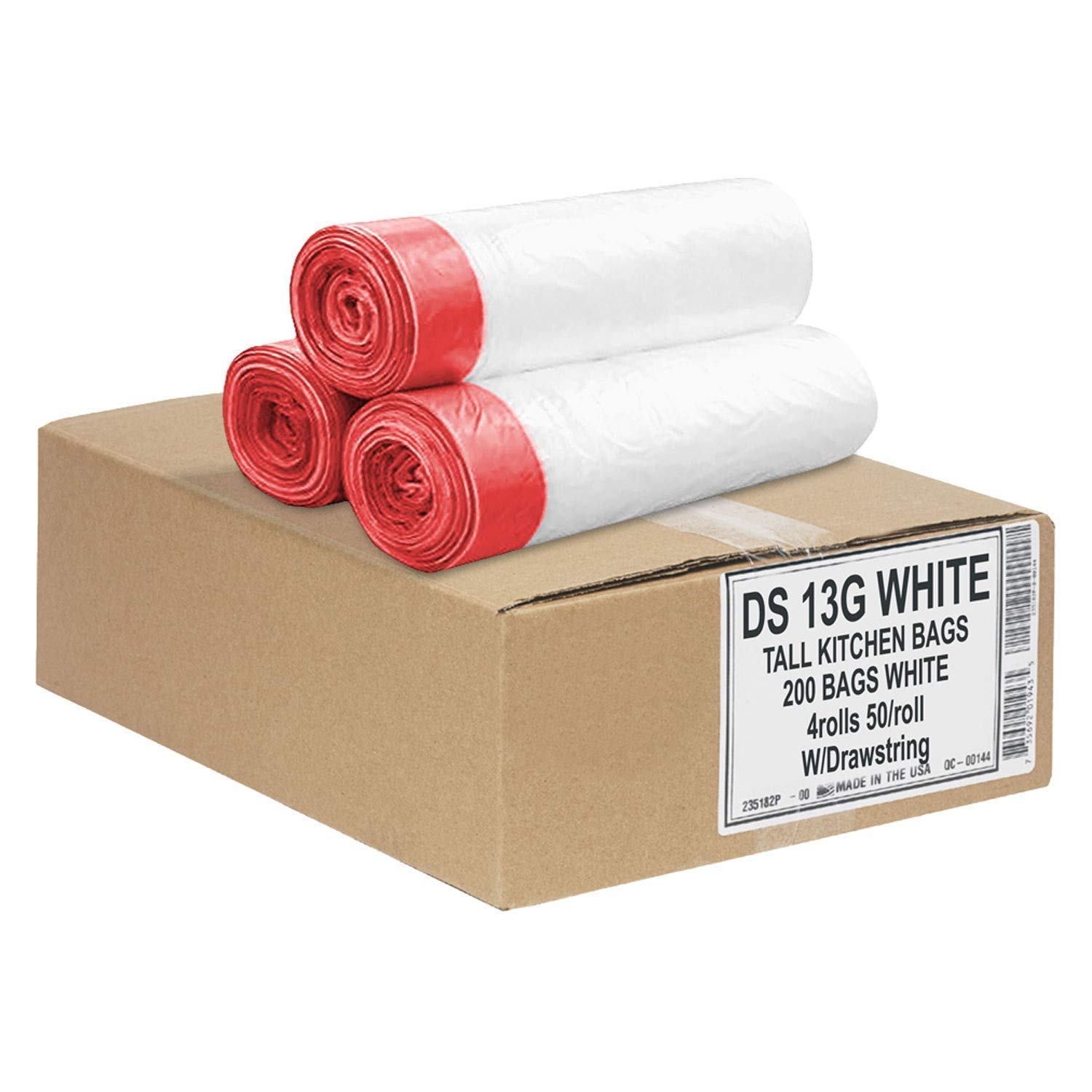 Aluf Plastics 13 Gallon Tall Kitchen Trash Bags - 200 Count Bulk (24