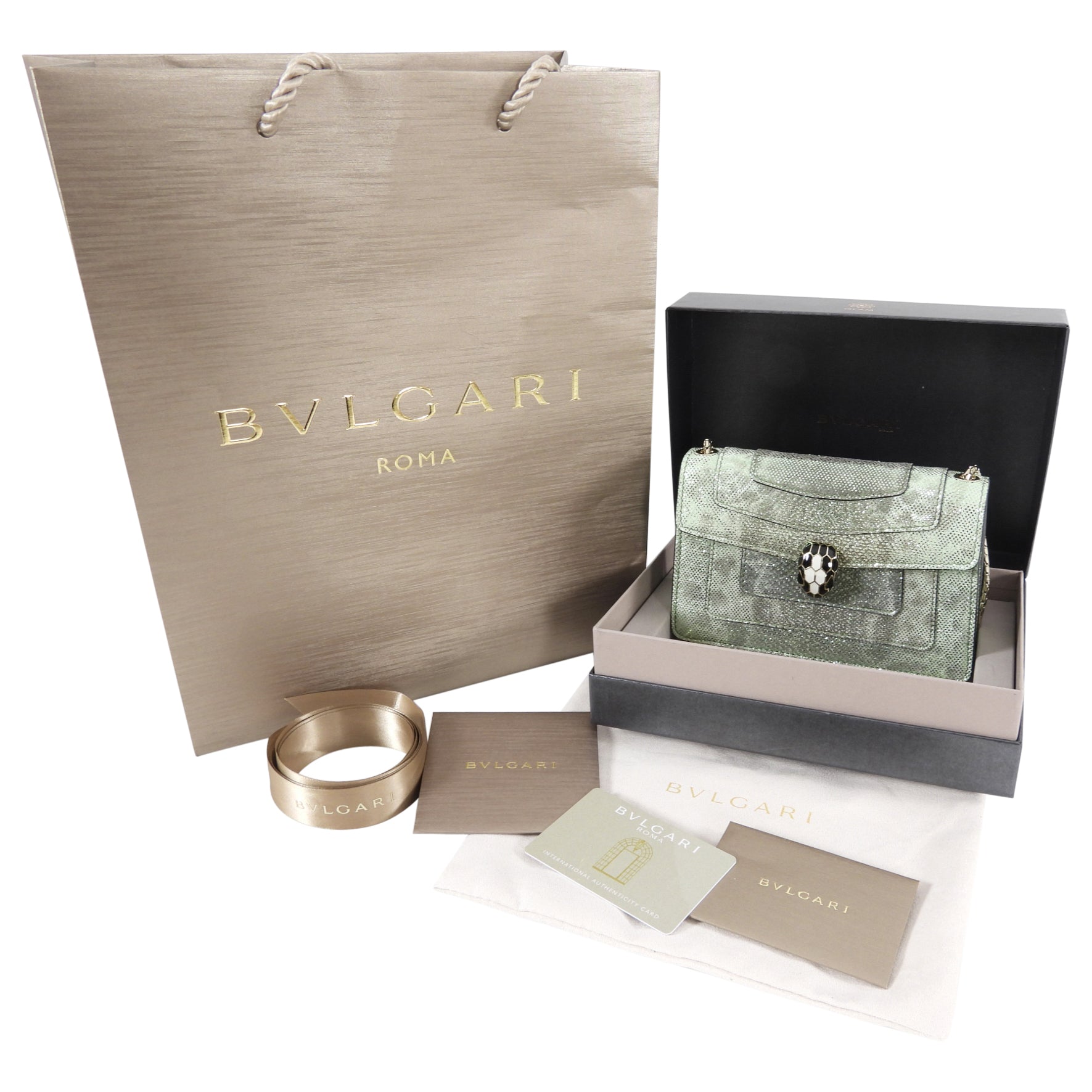 Bulgari Mini Metallic Green Serpenti Forever Crossbody Bag - Luxury Designer Handbag for Women | Perfect for Evening Parties, Date Nights & Special Occasions