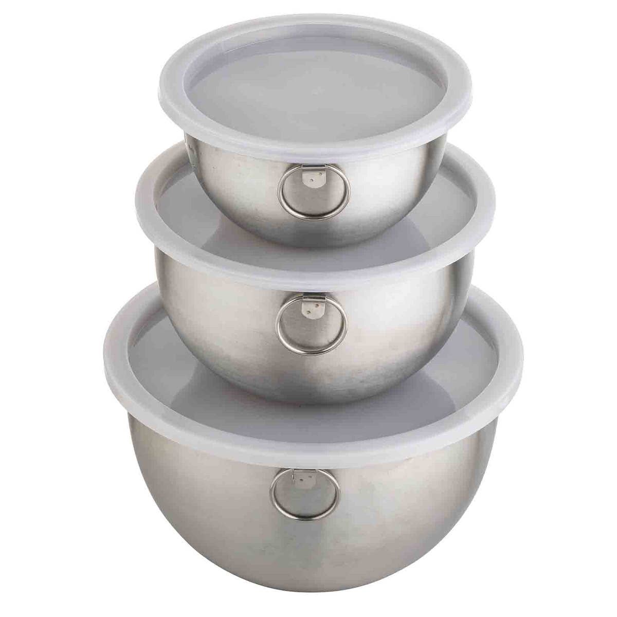3-Piece Mixing Bowl Set with Lids - Stainless Steel Nesting Bowls for Baking, Cooking & Food Prep - Perfect for Kitchen, Restaurants & Meal Prepping