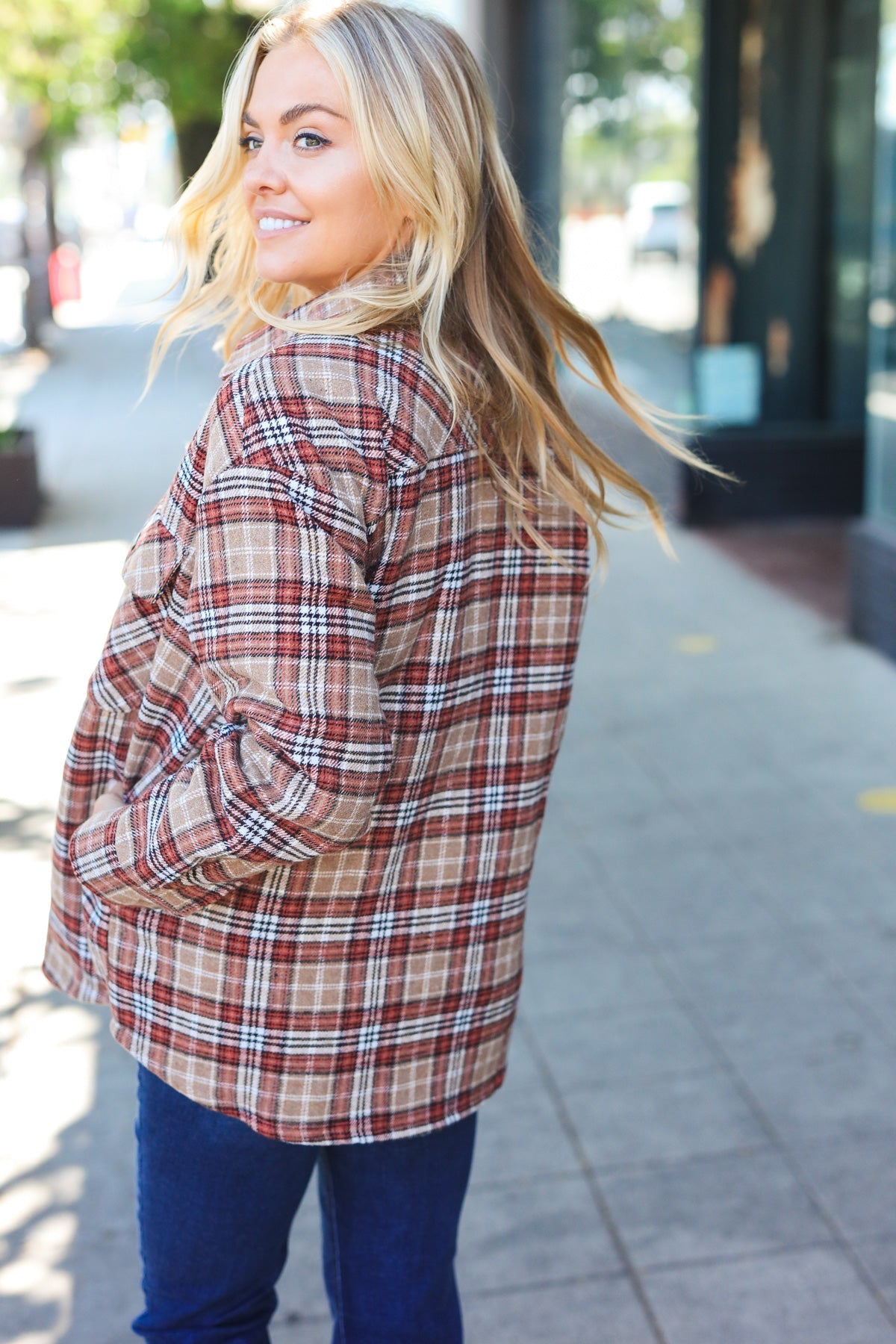 Be You Best Taupe Plaid Quilt Lined Button Down Shacket - Stylish Fall & Winter Layering Piece for Women | Perfect for Casual Outings, Workwear & Outdoor Activities