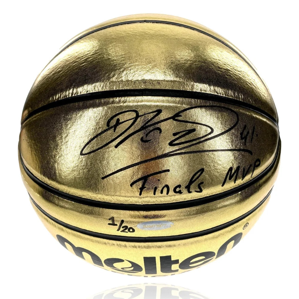 Dirk Nowitzki Autographed Molten Gold Basketball - Inscribed 'Finals MVP' #1/20 with UDA COA - Dallas Mavericks Memorabilia | Perfect for NBA Collectors, Sports Fans, and Home Decor