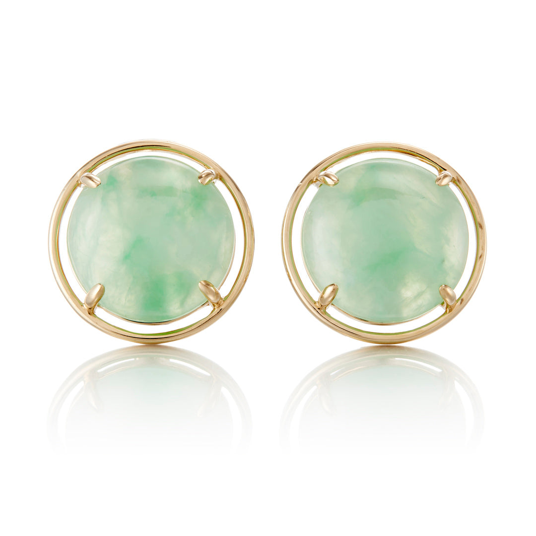 Natural Mottled Light Green Jade Cabochon Earrings - Handmade Dangle Earrings for Women - Boho Chic Jewelry for Casual Wear & Special Occasions
