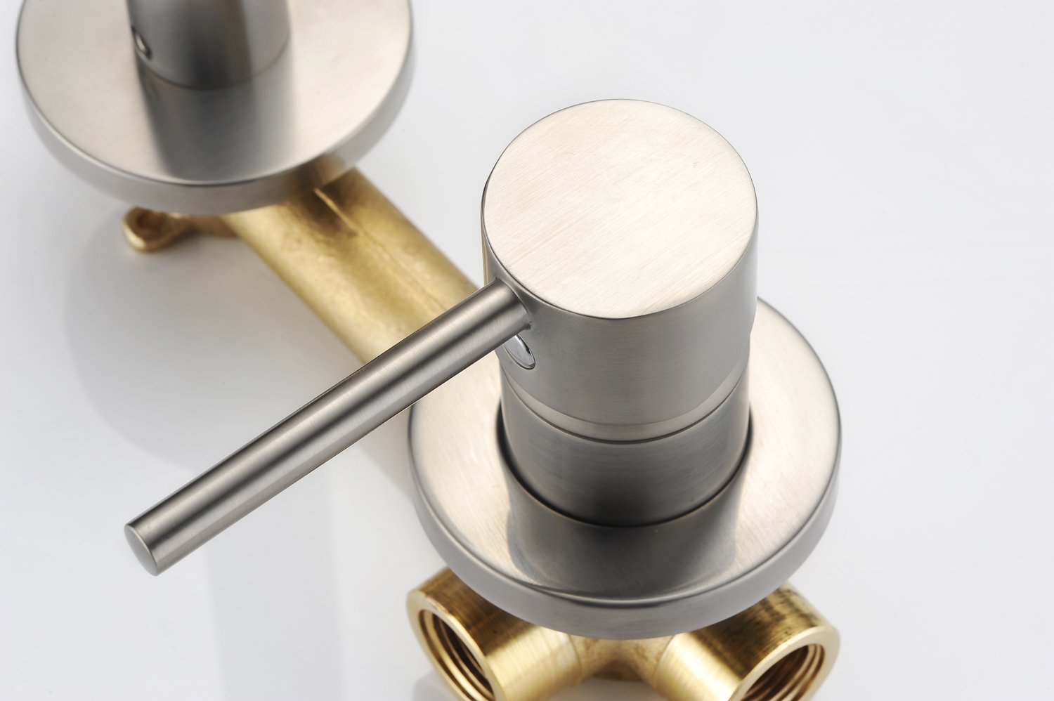 Sumerain Brushed Nickel Wall Mount Bathroom Faucet with Valve - Perfect for Modern Bathroom, Powder Room & Vanity Sink Installation