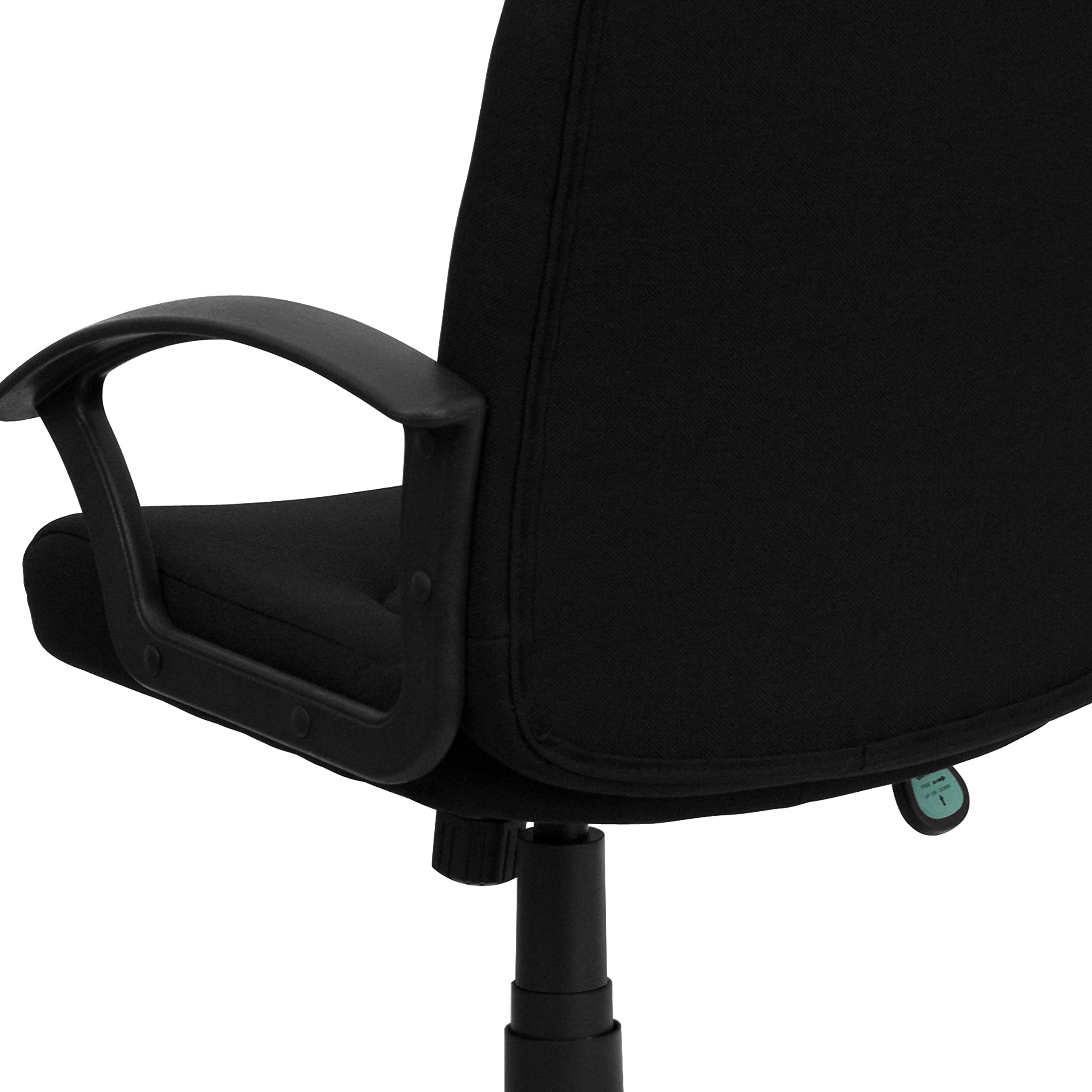Premium Mid-Back Black Fabric Executive Swivel Office Chair with Nylon Arms - Ergonomic Desk Chair for Home Office, Conference Room & Business Workspace