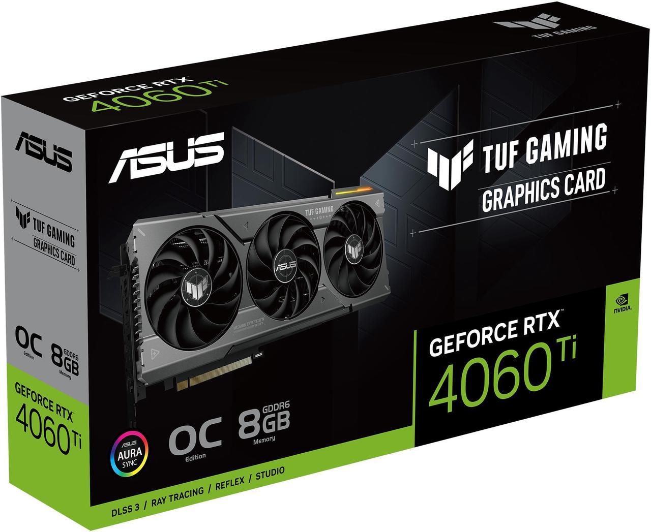 ASUS TUF Gaming GeForce RTX 4060 Ti OC Edition 8GB GDDR6 Graphics Card - PCIe 4.0, DLSS 3, HDMI 2.1a, DisplayPort 1.4a - Perfect for 1440p Gaming, VR & Content Creation