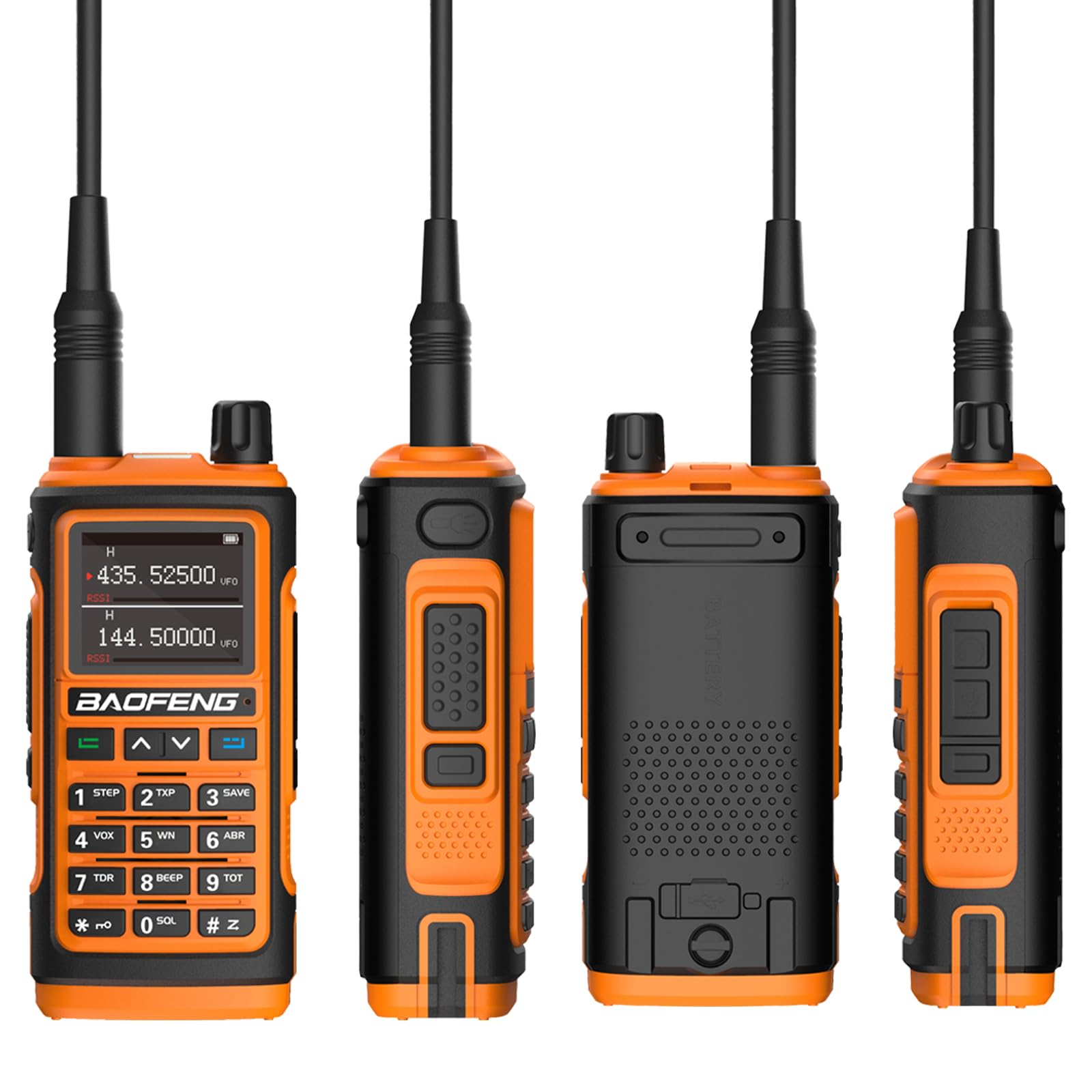 BAOFENG UV-17M 5W Ham Radio Handheld Two Way Radio - Long Range Communication with USB-C Charging, 999 Channels, NOAA Weather Alert & VOX Function (Orange) - Perfect for Outdoor Adventures, Emergency Preparedness & Hiking Safety