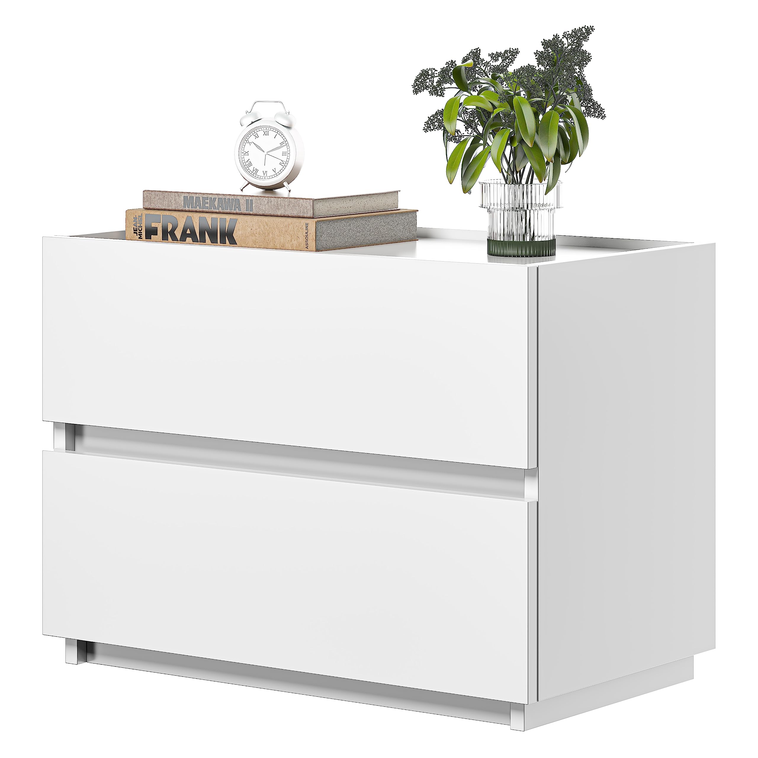 Furtble Stackable 2-Drawer Dresser - White Wooden Storage Cabinet for Bedroom, Closet & Entryway (23.6 Inch) | Compact Nightstand, Sofa Side Table & Hallway Organizer | Perfect for Small Spaces & Apartment Living