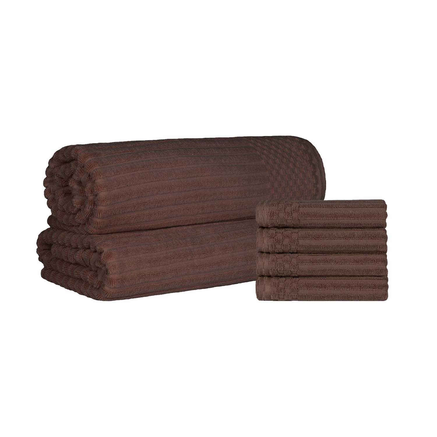 Premium Soho Ribbed Textured Cotton Hand Towels & Bath Sheets Set - Ultra Absorbent, Soft & Quick-Drying - Perfect for Bathroom, Spa, Gym & Guest Use