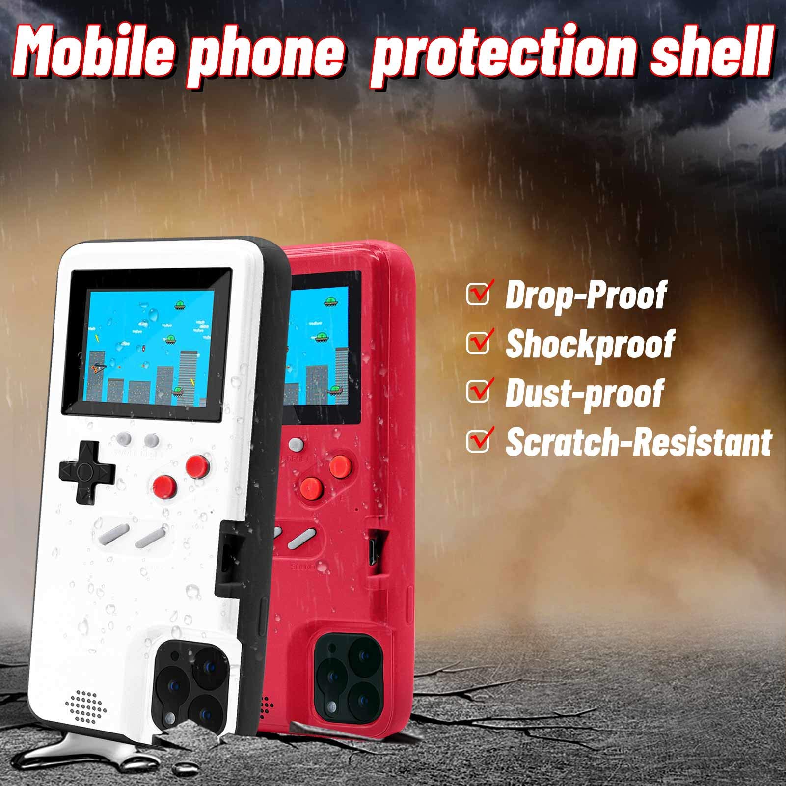 LucBuy Retro Game Console Case for iPhone 11 Pro Max - Shockproof Protective Cover with 36 Built-in Games & Full Color Display | Self-Powered Gaming Case | Perfect for Travel, Commuting & Entertainment (White)