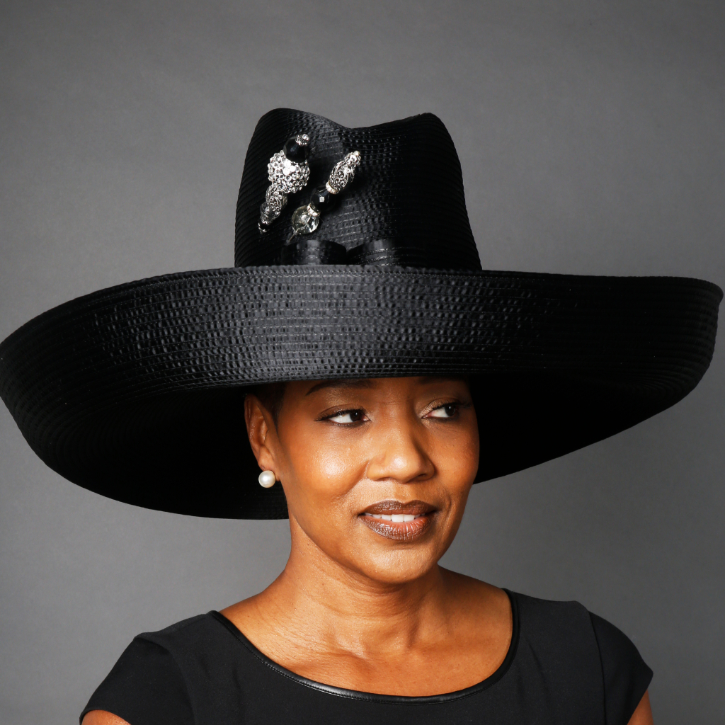 Elegant Wide Brim Satin Ribbon Sun Hat for Women - Summer Beach Wedding Party Accessory | OE0029 Ladies Dress Hat