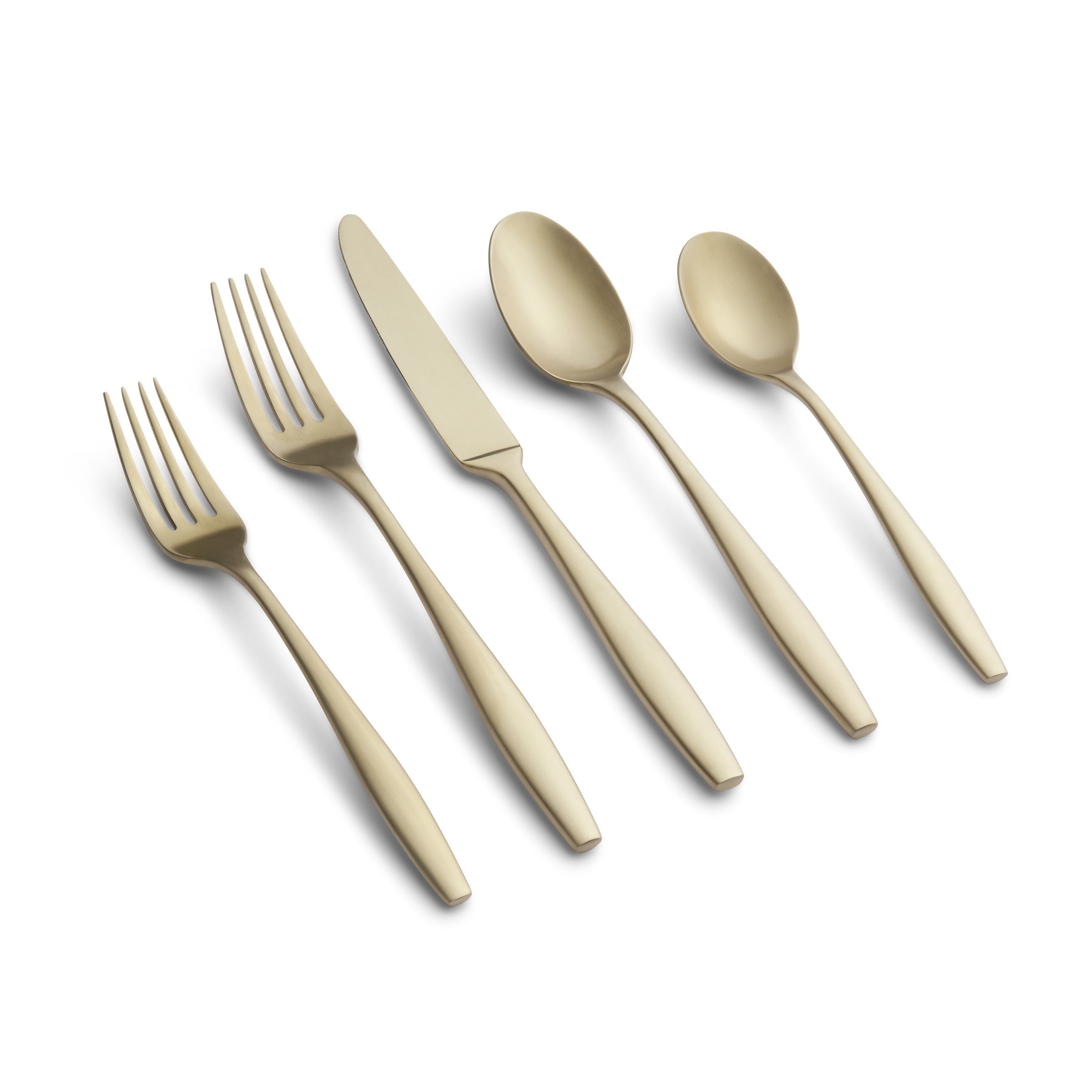 Katerina 20-Piece Flatware Set - Elegant Champagne Satin Finish Stainless Steel Cutlery Set for Fine Dining, Wedding Gifts & Formal Occasions