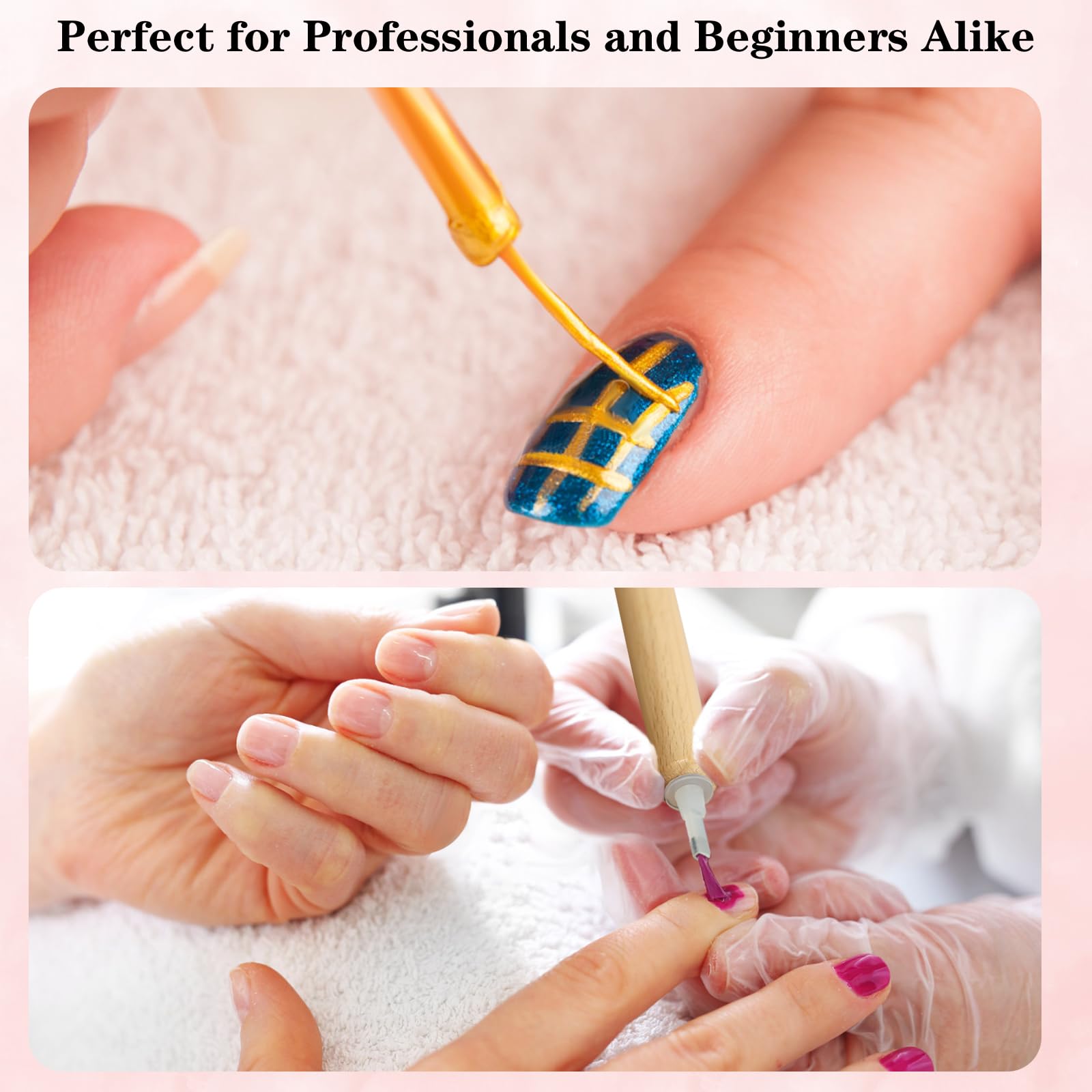 Professional Dual-Ended Nail Art Brush Kit - 25 Flat & 25 Pointed Brushes for Dip Powder, Acrylic Nails & Base Coat | DIY Manicure & Salon Use | Perfect for Nail Extensions, French Tips & Detailed Nail Designs