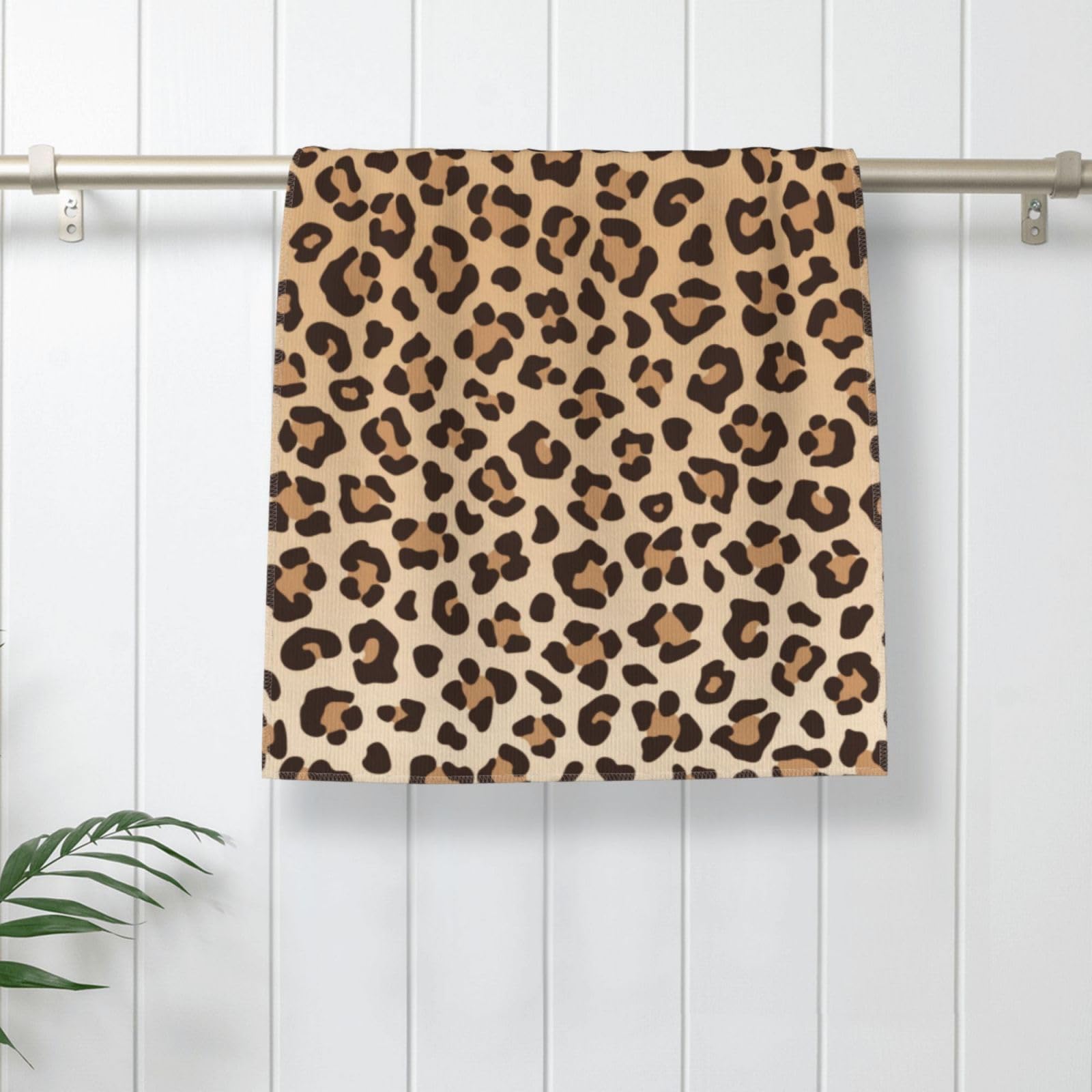 Perinsto Leopard Print Hand Towel - Soft Absorbent Animal Skin Design Decorative Fingertip Towels for Bathroom, Kitchen, Gym & Spa - 27.5