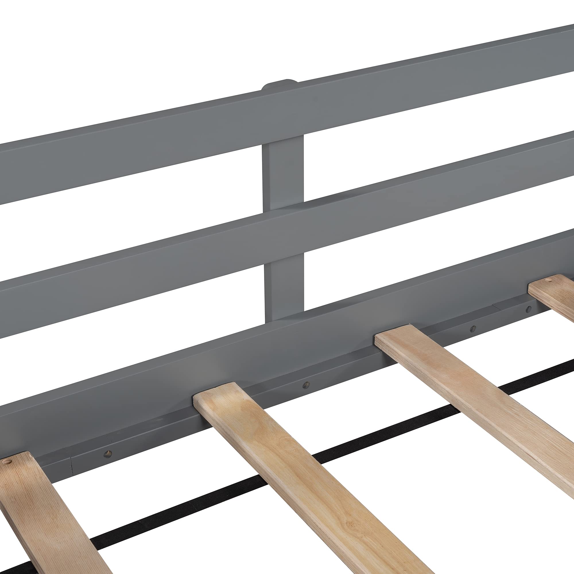 Harper & Bright Designs Twin Size Low Loft Bed with Slide, Climbing Frame, Rope & 2 Storage Boxes - Gray Wooden Kids Loft Bed with Chalkboard | Perfect for Small Bedrooms, Playrooms & Dorm Rooms