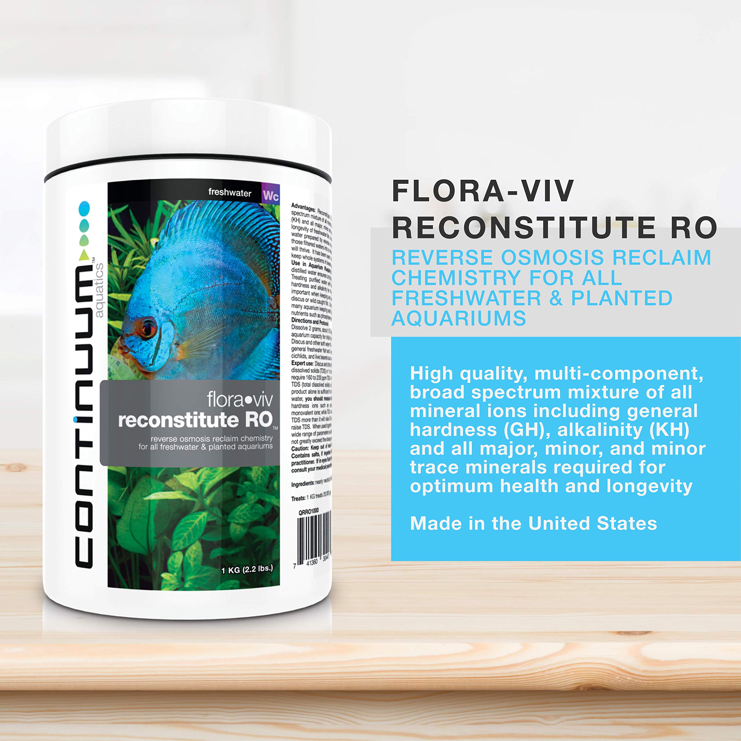 Continuum Aquatics Flora Viv RO Reconstitute - Mineral Ion Supplement for Freshwater & Planted Aquariums | Restores Essential Nutrients for Healthy Fish & Lush Aquatic Plants | Perfect for Water Changes & New Tank Setup