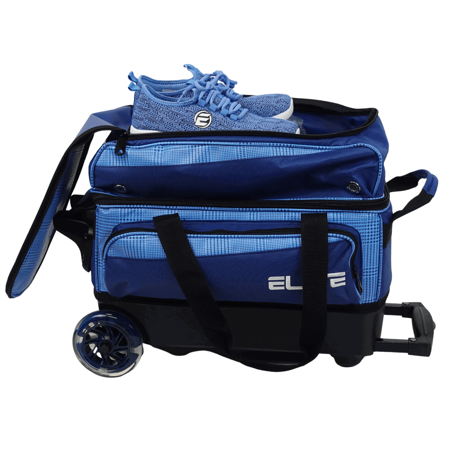 ELITE Deluxe Double Roller Bowling Bag - Navy Plaid Design for Easy Transport | Perfect for League Play & Tournaments | Durable & Stylish Bowling Accessory