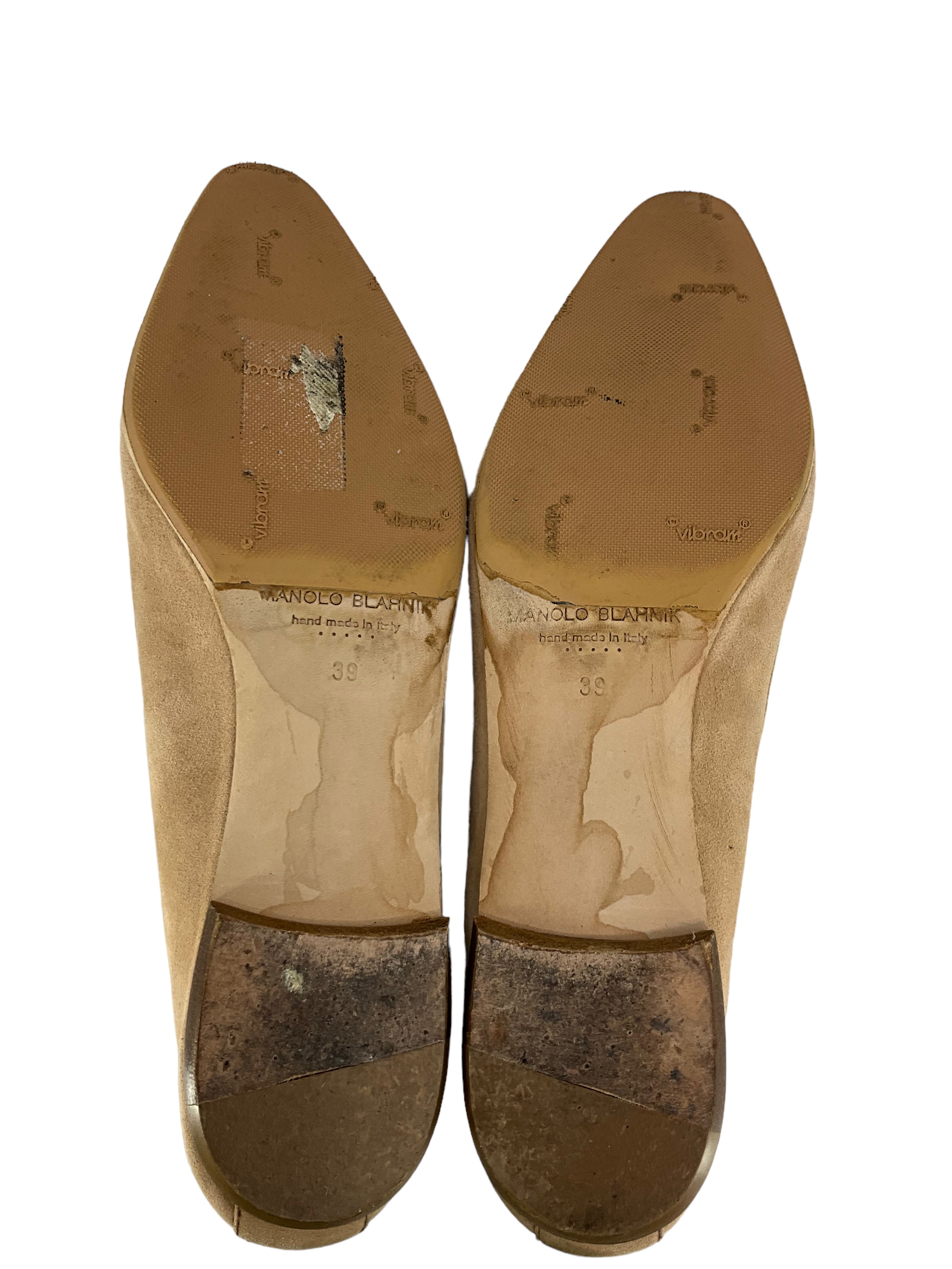 Manolo Blahnik Suede Almond Toe Loafers for Women - Size 9 US - Comfortable Slip-On Dress Shoes for Work & Office | Perfect for Business Casual Outfits & Professional Occasions