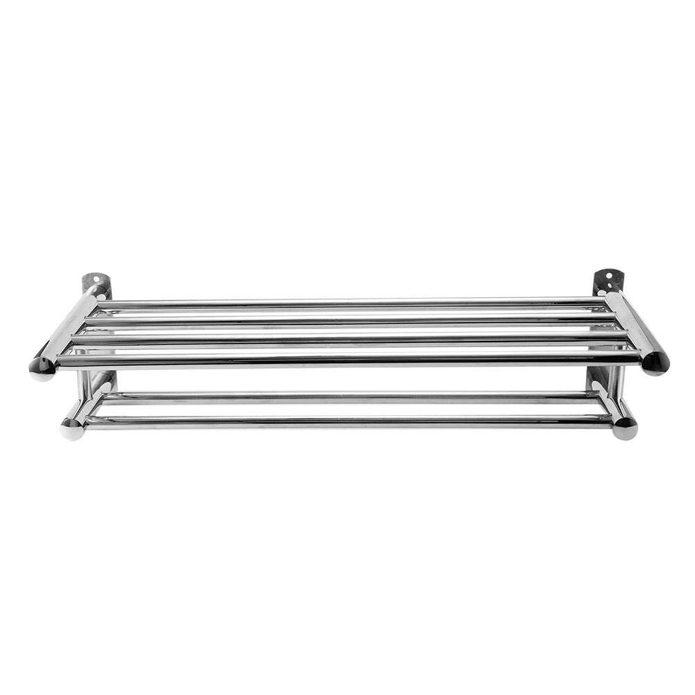 Wall Mounted Double Towel Rack & Shelf for Bathroom Storage - Space Saving Organizer