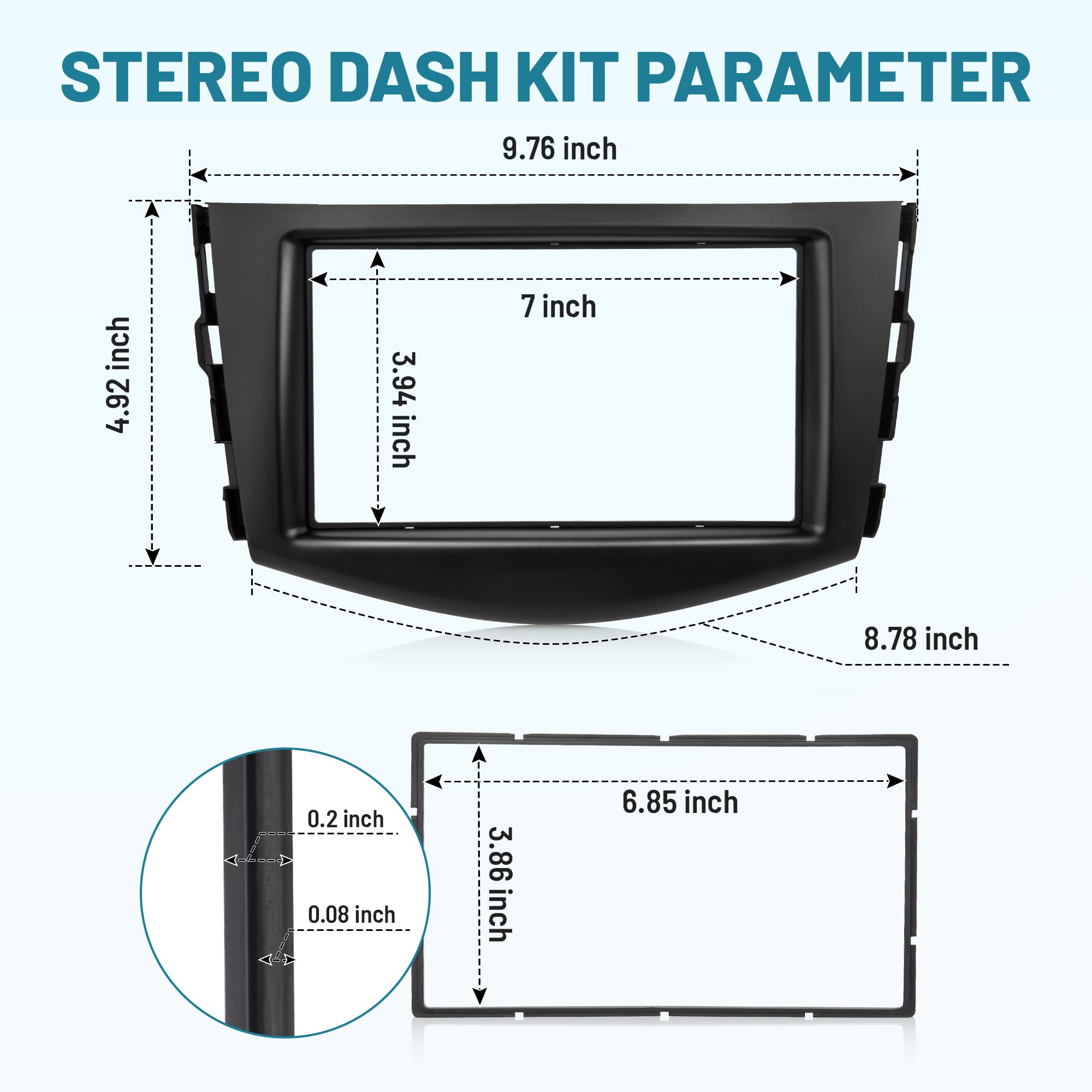 2006-2012 Toyota RAV4 Double DIN Radio Dash Kit - Universal Stereo Installation Mounting Bracket for Aftermarket Car Audio | Perfect for Upgrading Factory Head Unit to Touchscreen Navigation System