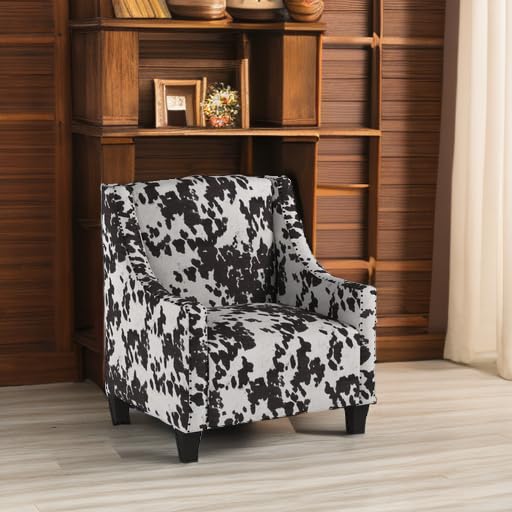 Christopher Knight Home Elysabeth Studded Velvet Club Chair - Luxurious Cow Print & Dark Brown Accent Chair, 32.75