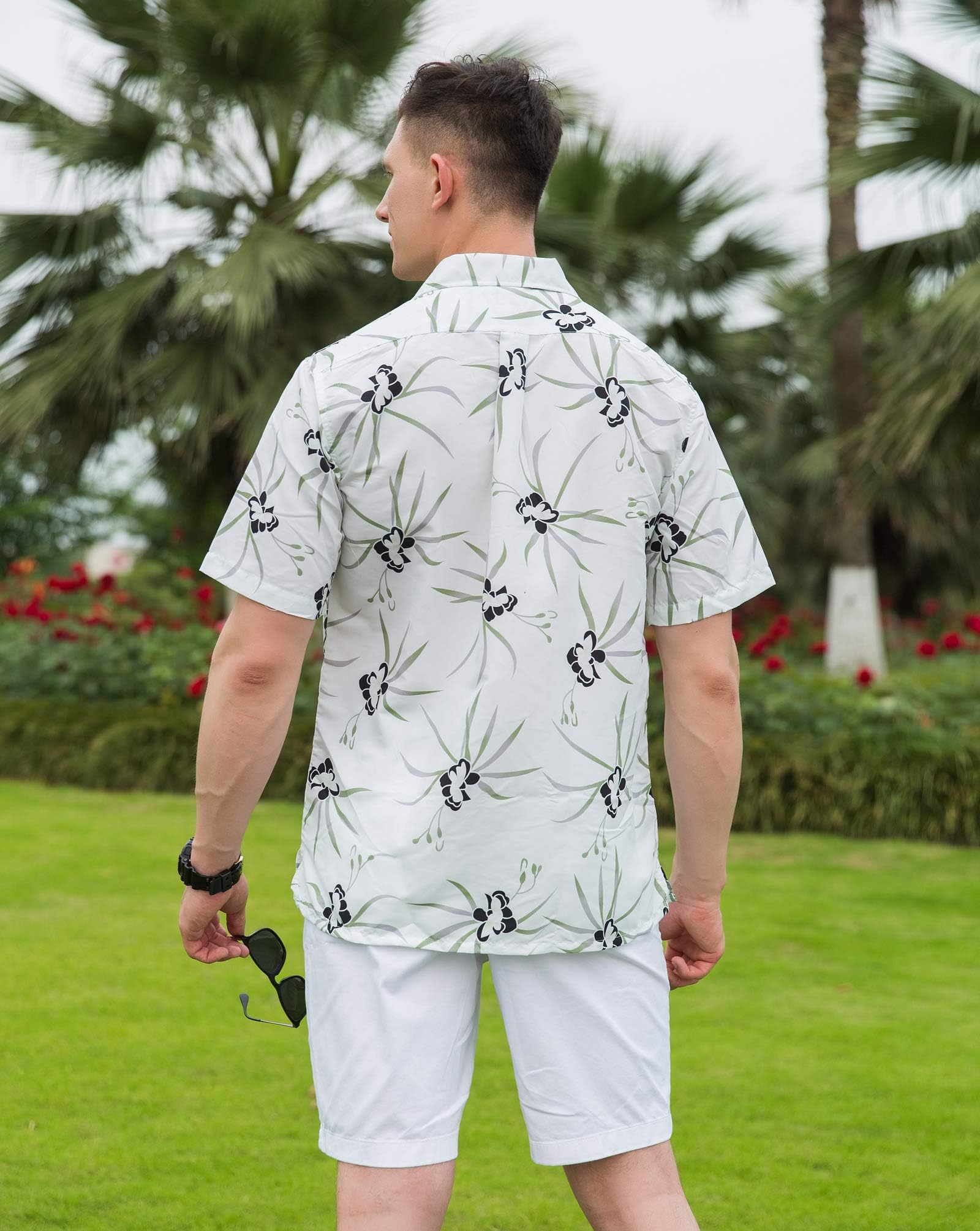 Men's Tropical Storm Hawaiian Shirts - Short Sleeve Regular Fit Floral Print Casual Shirt for Summer Beach Vacation & Luau Party