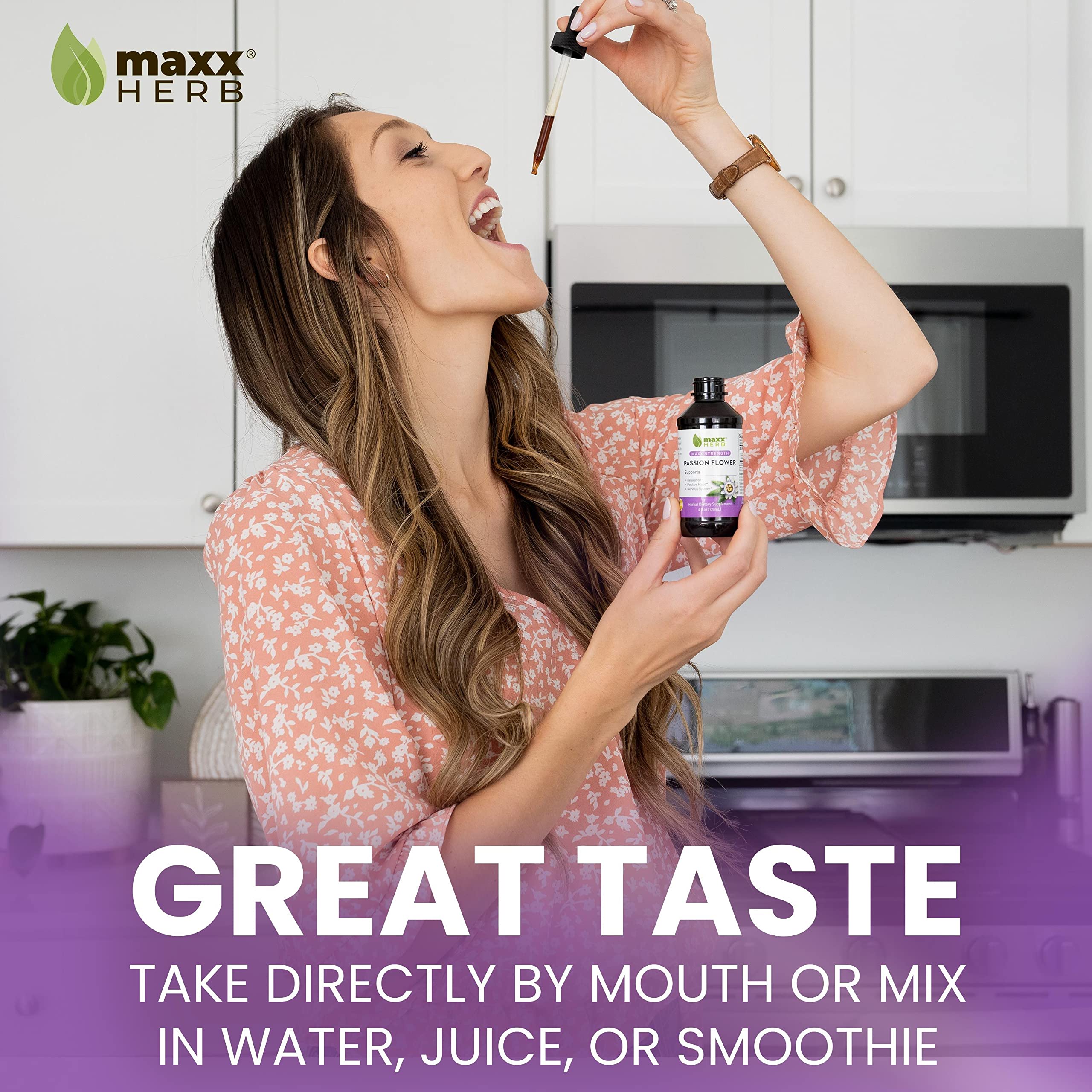 Maxx Herb Passion Flower Extract - Max Strength Liquid for Relaxation & Stress Relief, Alcohol-Free, Better Absorption Than Capsules - 4 Bottles (4 Oz Each, 240 Servings) - Perfect for Anxiety Relief, Sleep Support & Daily Calm