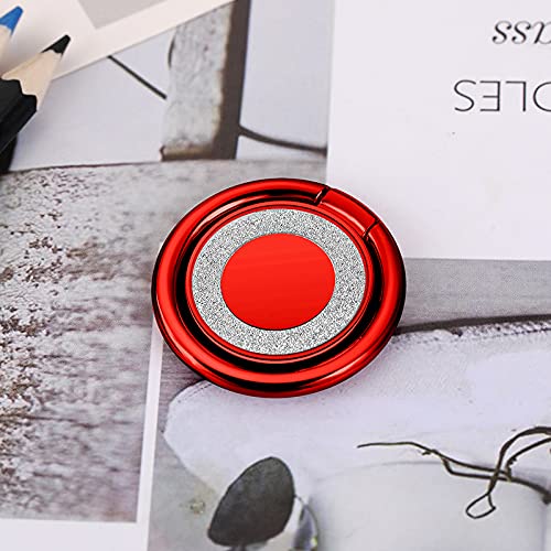 360° & 180° Adjustable Phone Ring Holder - Finger Kickstand Grip for iPhone & Smartphones | Stabilizer for Selfies & Video Calls | Bling Design (Red) - Perfect for Work, Travel & Social Media Content Creation