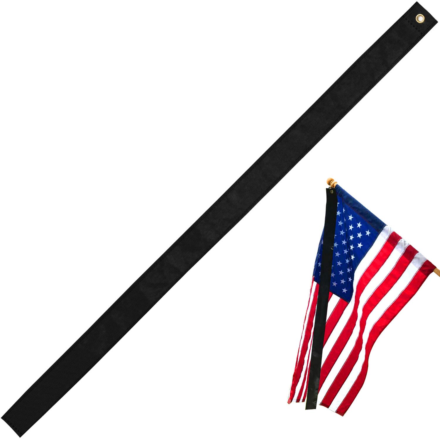 ANLEY Half-Mast Mourning Streamer for 3x5 FT Flag - Double Stitched Memorial Ribbon to Honor the Fallen - Durable Half-Staff Tribute for Patriotism & Remembrance Ceremonies
