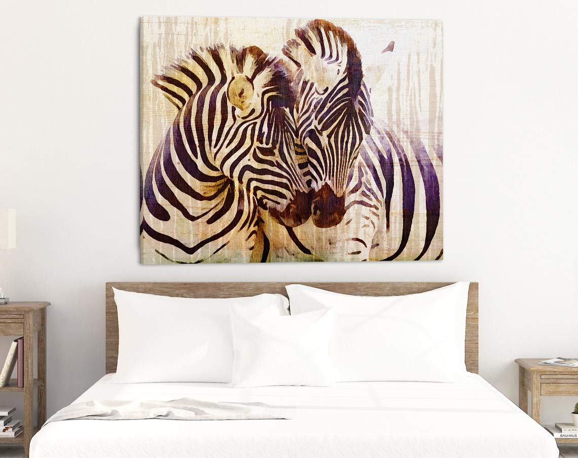 Vintage Zebra Wall Art Canvas Print - African Safari Decor, Rustic Chic Industrial Modern Kitchen & Country Home Decor - Perfect for Living Room, Bedroom, Office & Farmhouse Style Interiors