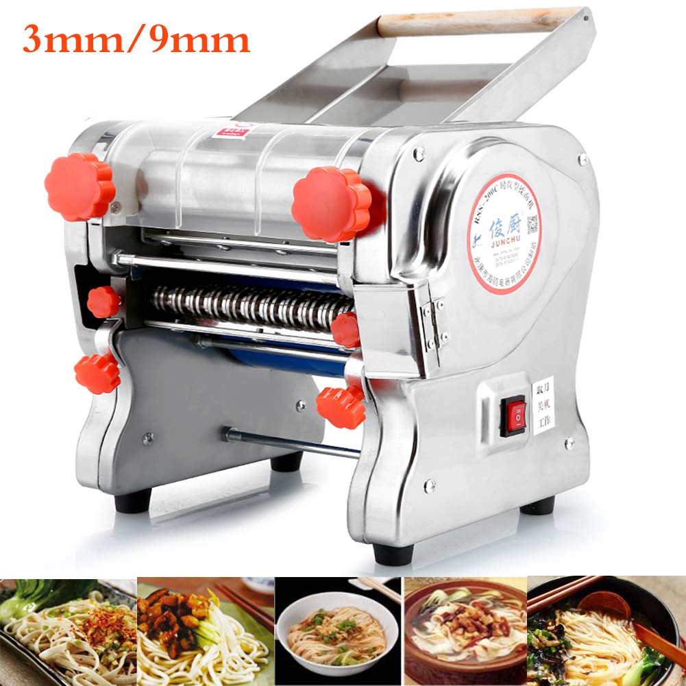 TOPCHANCES 750W Automatic Electric Pasta Maker Machine with 160mm Roller & 3/9mm Pasta Cutter - 110V US Plug - Perfect for Homemade Spaghetti, Fettuccine, Lasagna Noodles - Ideal for Italian Cuisine, Family Cooking & Restaurant Use