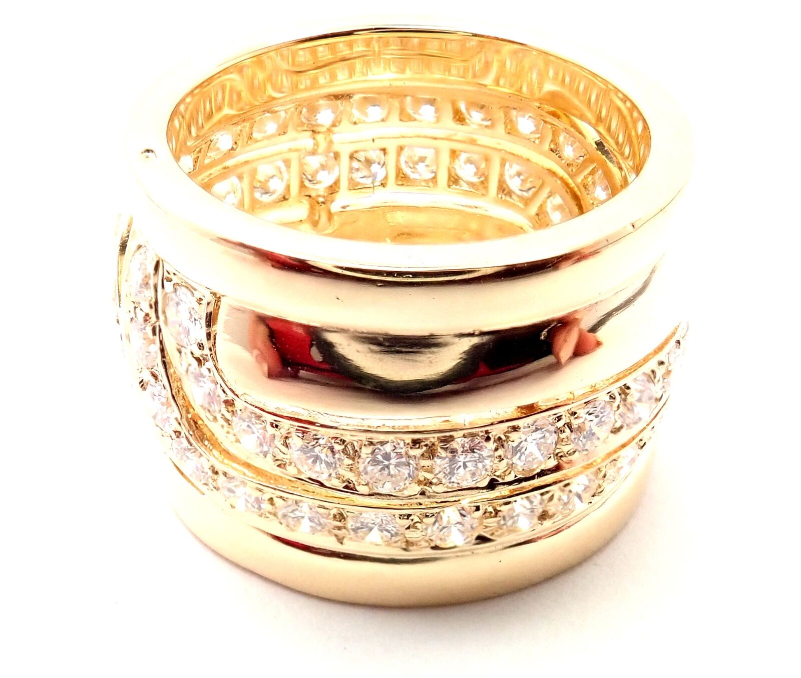 Authentic Cartier 18K Yellow Gold Diamond Wide Band Ring - Size 51 (US 5.75) - Luxury Wedding Band for Women, Perfect for Engagement, Anniversary & Special Occasions