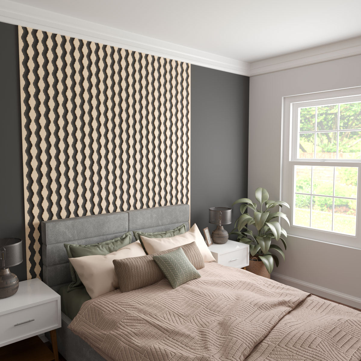 Casablanca Adjustable Wood Slat Wall Kit - DIY Modern Acoustic Panel for Home & Office Decor - Perfect for Living Room, Bedroom, or Workspace Soundproofing